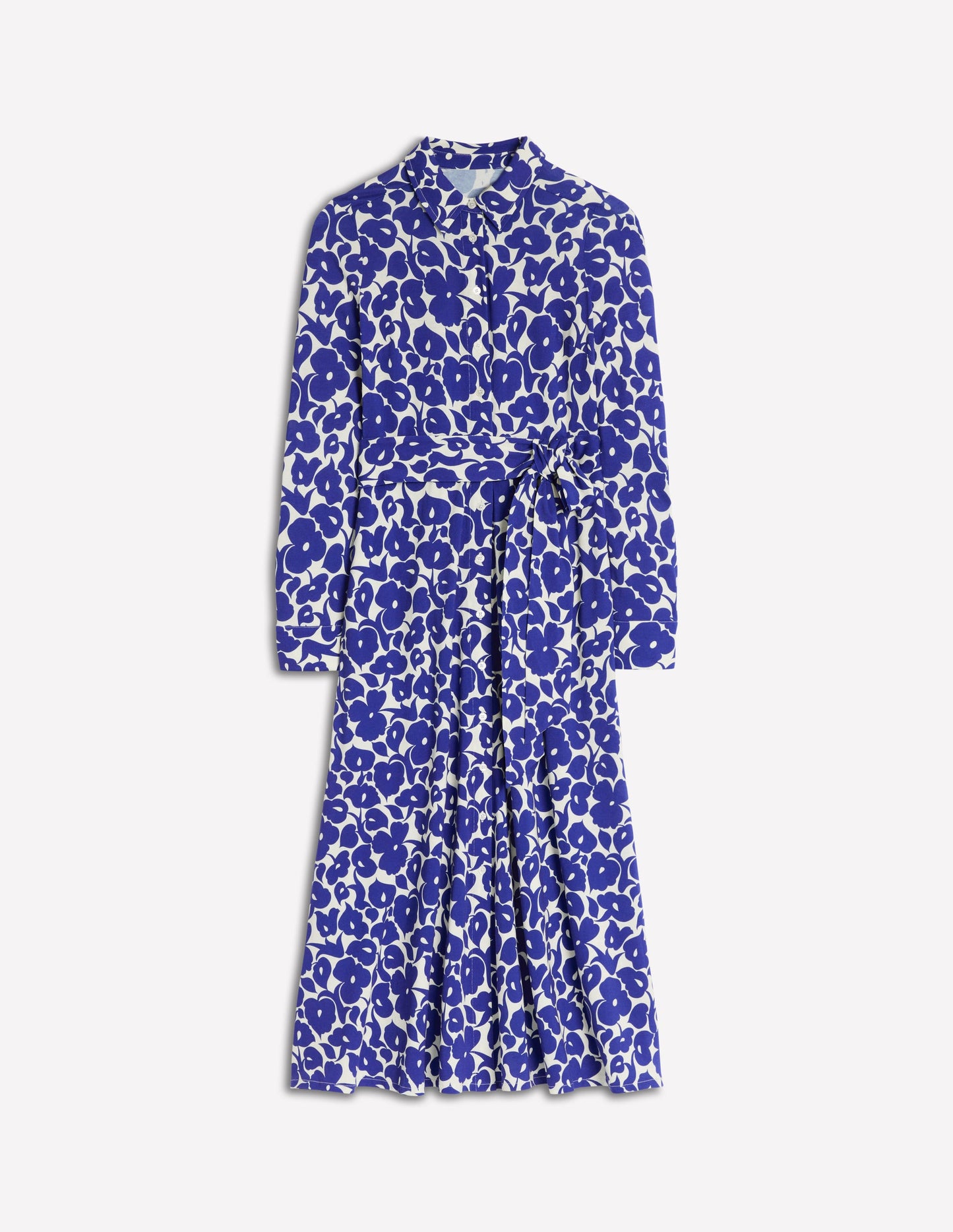 Marcia Jersey Shirt Dress-Bright Blue, Leafy Grove