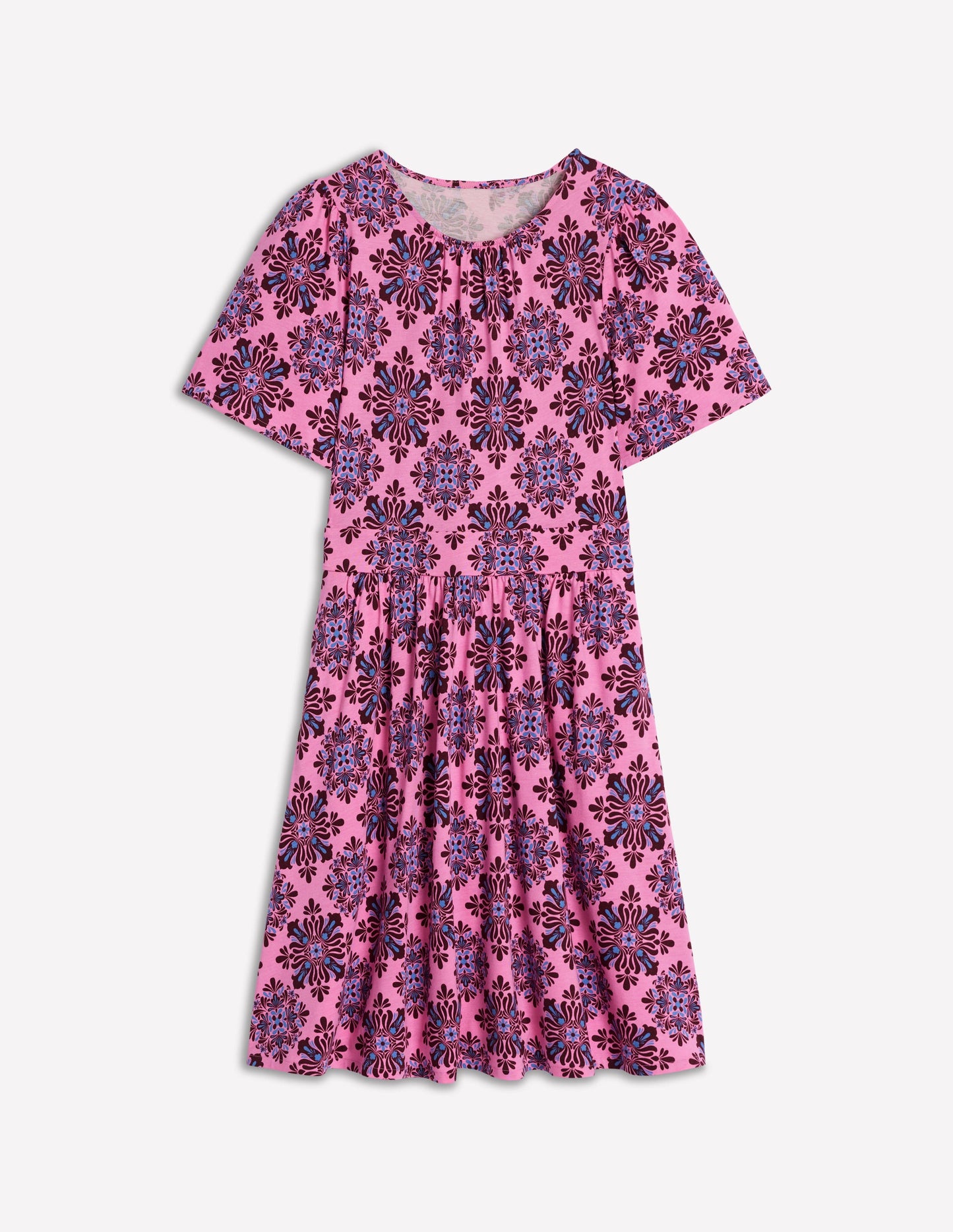 Louisa Short Jersey Dress-Pink Lemonade, Bloom Mosaic