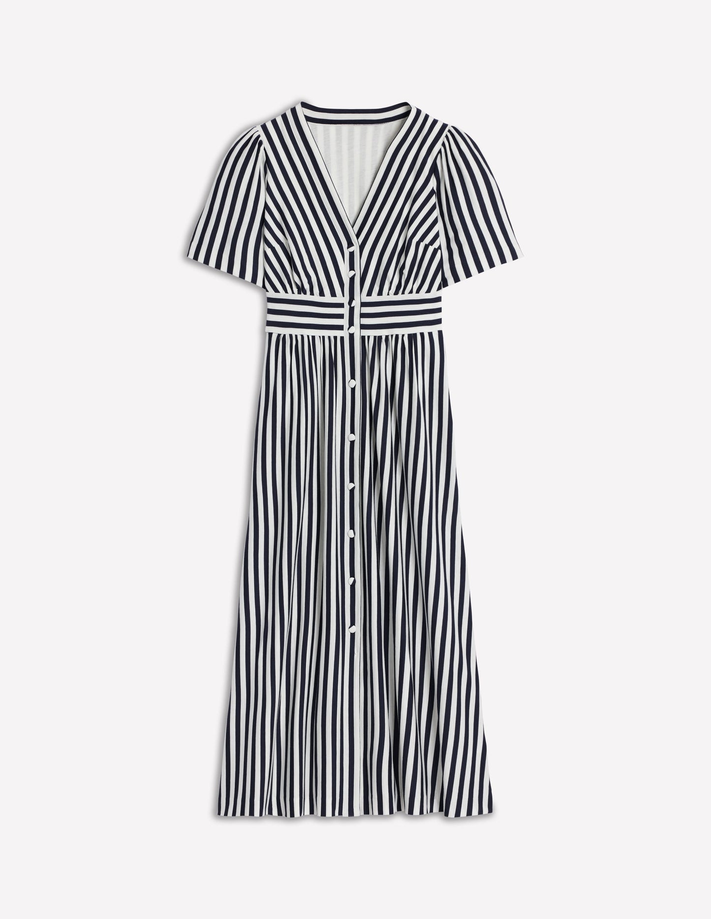 Natalia Jersey Tea Dress-French Navy, Ivory Stripe