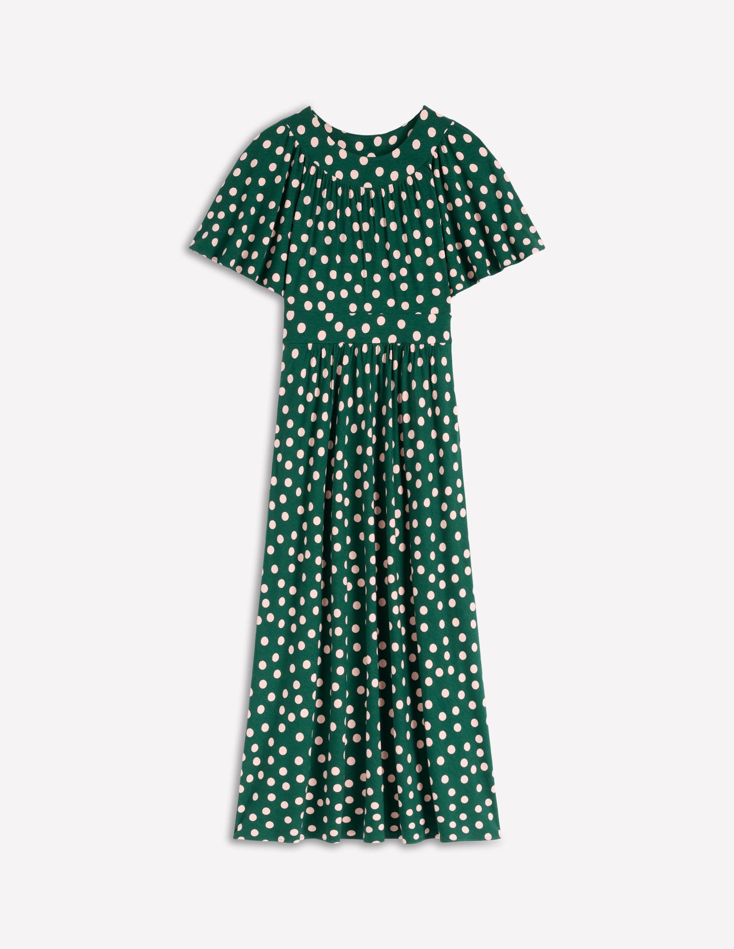 Yoke Panel Maxi Dress-Emerald Night, Painted Dot