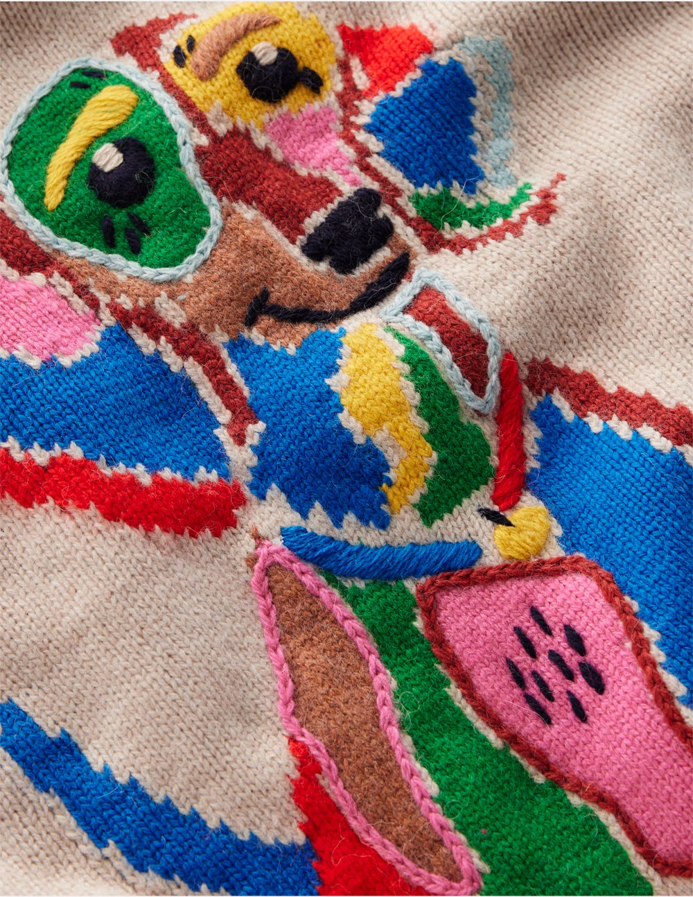 Natalie Embroidered Sweater-Oatmeal Melange, Daschund