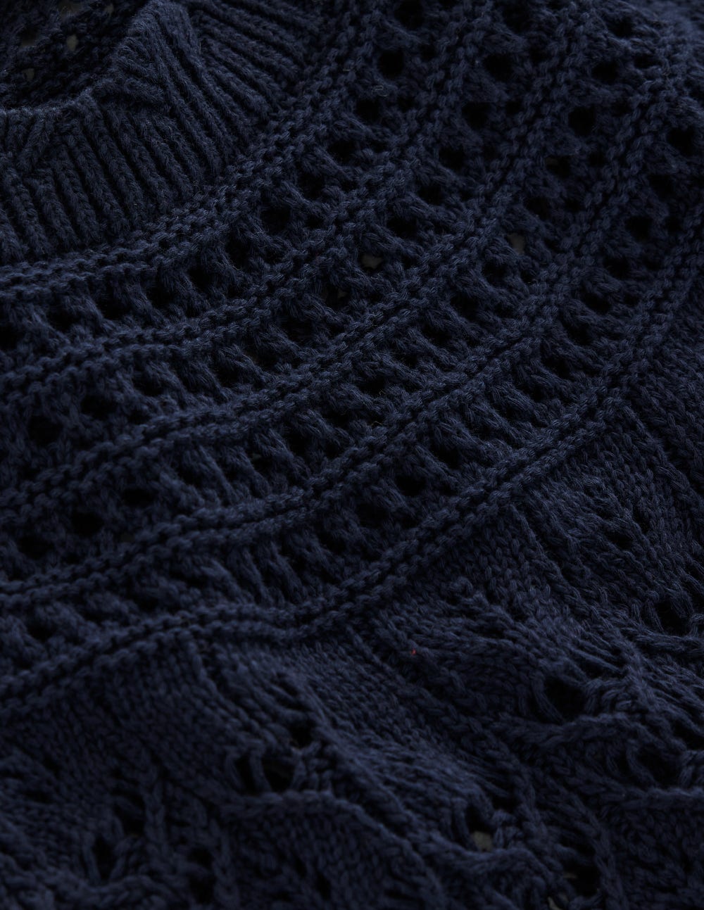 Crochet Mix Stitch Sweater-Navy