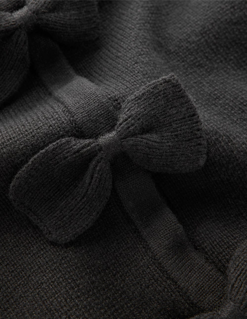 Knitted Bow Cardigan-Black