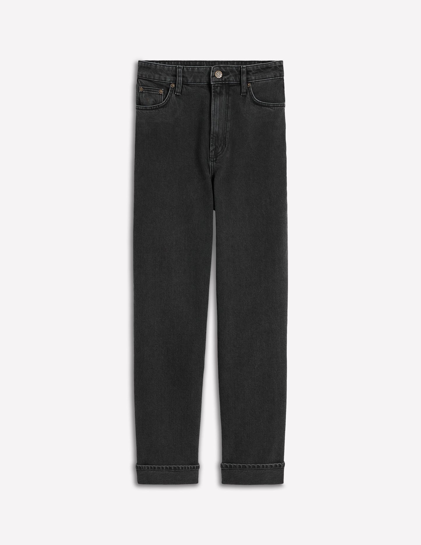 Mid Rise Straight Leg Jeans-Washed Black
