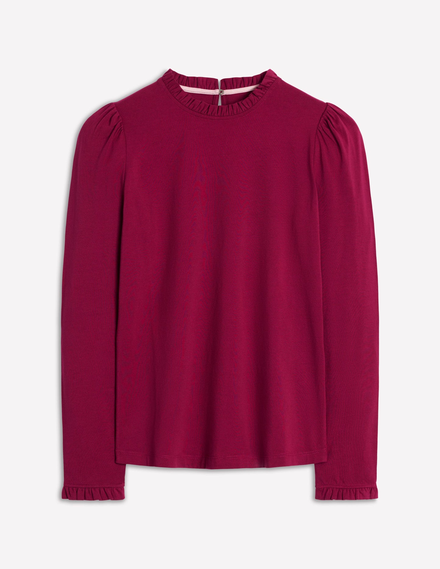 Supersoft Frill Detail Top-Burgundy Red