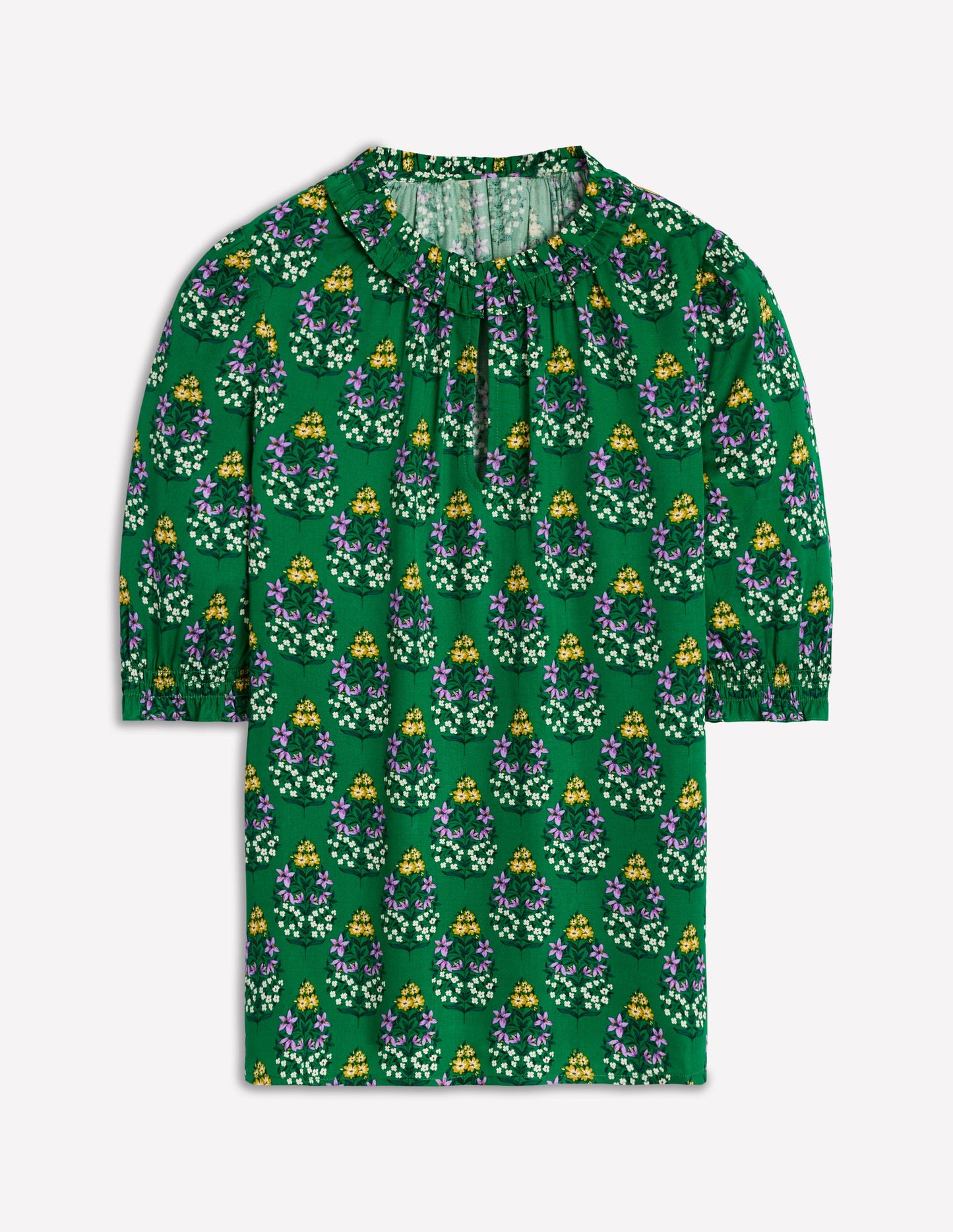 Ria Short Sleeve Top-Emerald, Wildflower Bouquet