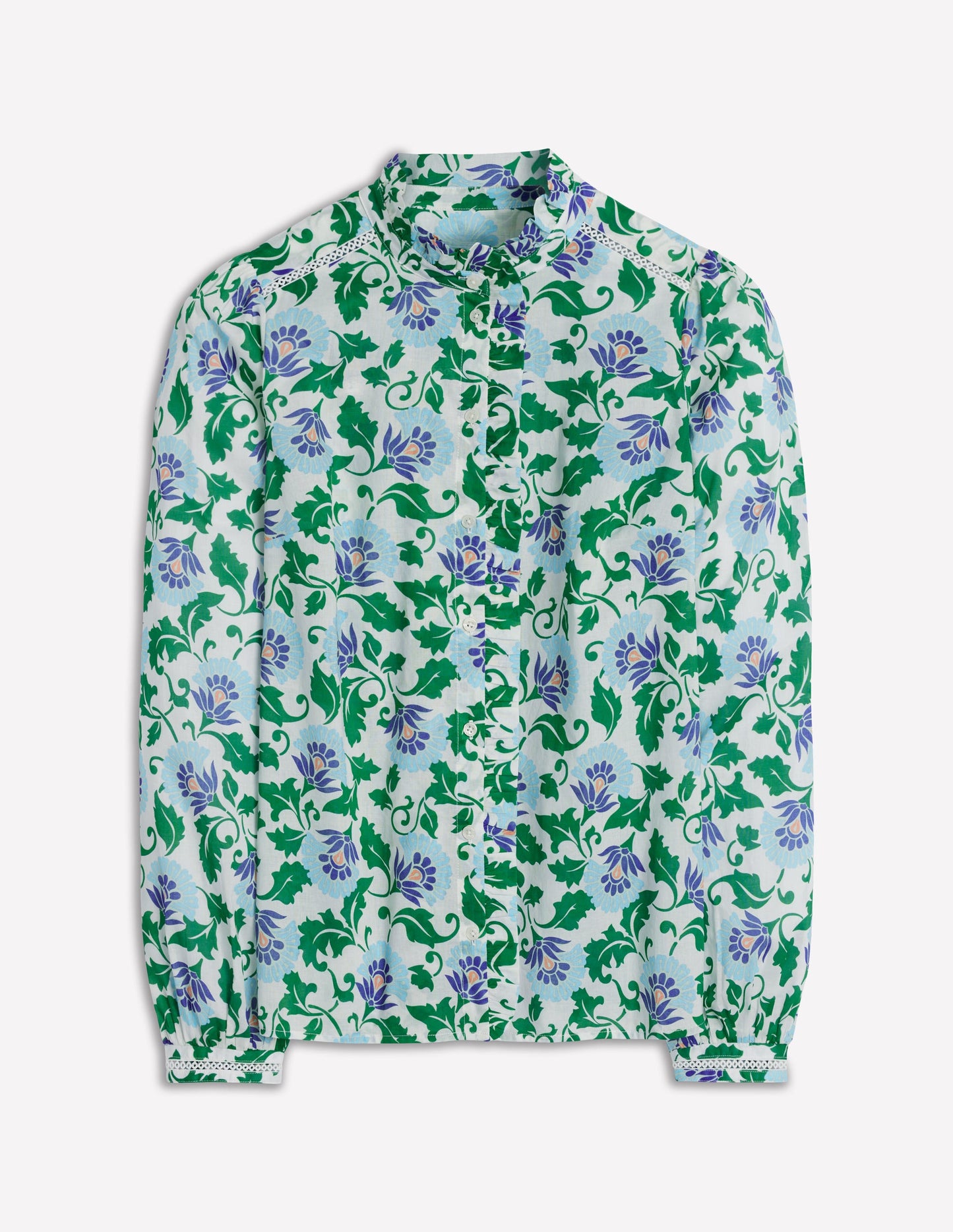 Helena Cotton Top-Rich Emerald, Ornate Vine