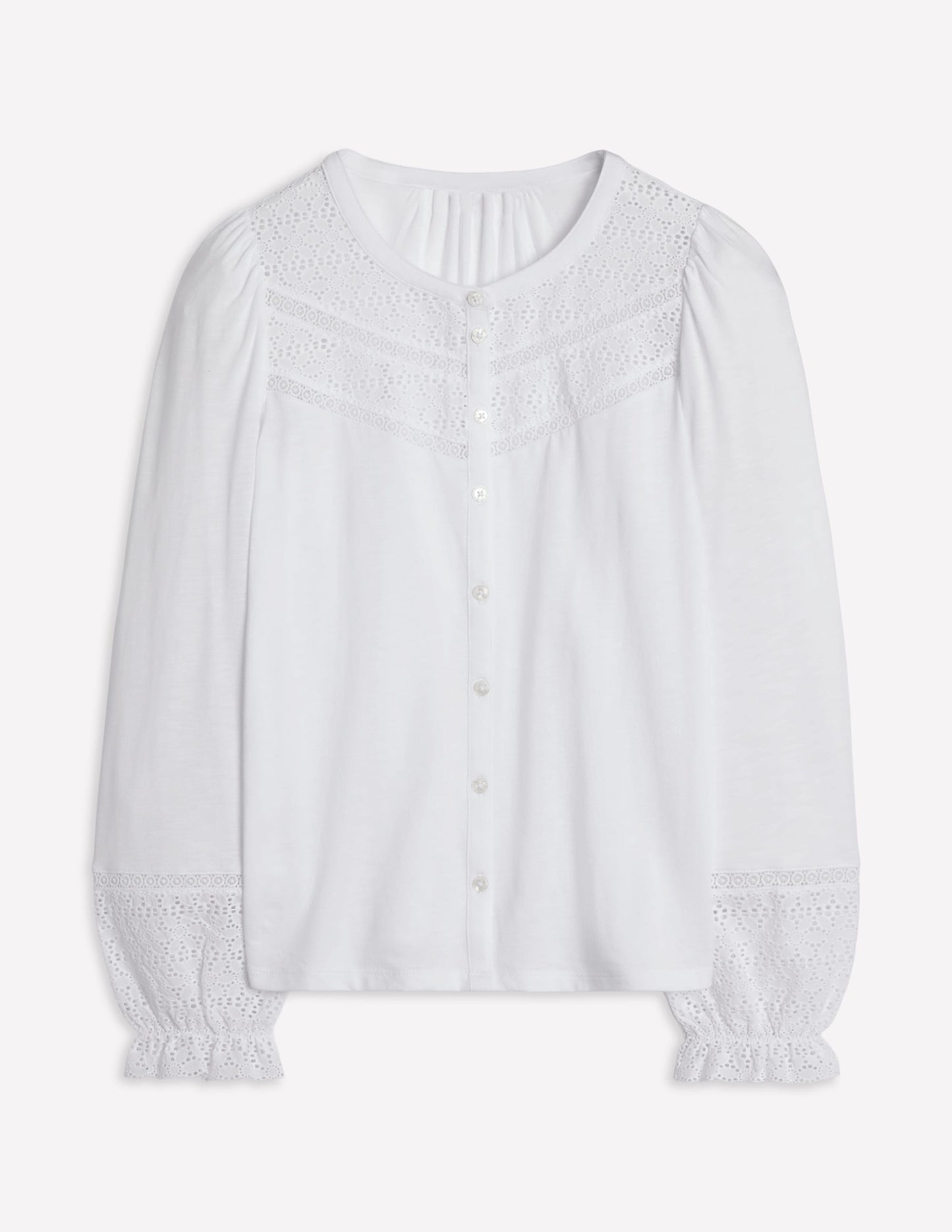 Pippa Broderie Jersey Shirt-White