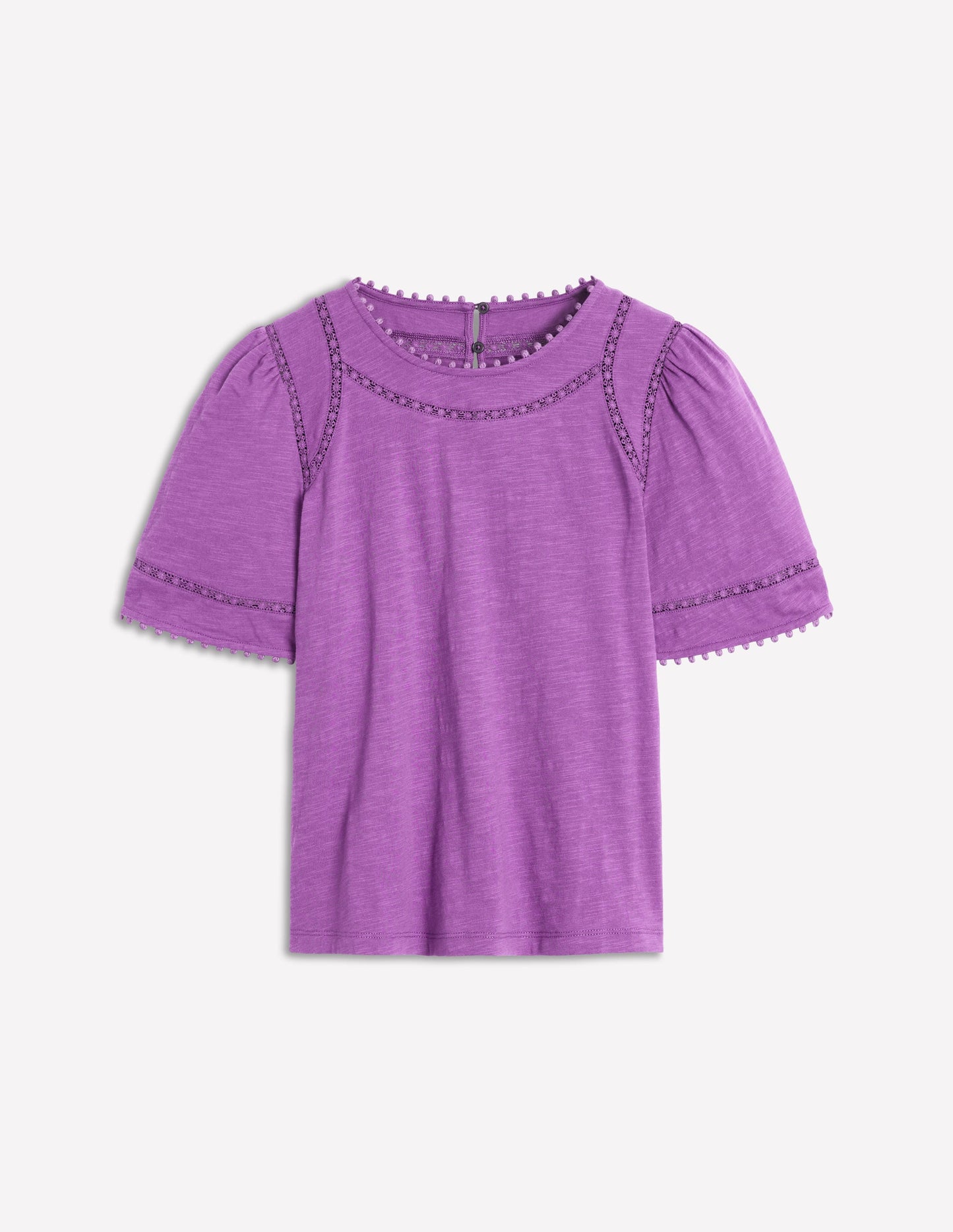Mila Lace Trim Top-Amethyst Pruple