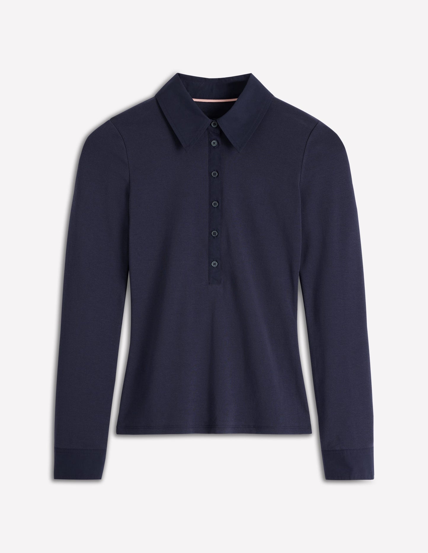 Collared Placket Jersey Shirt-Navy