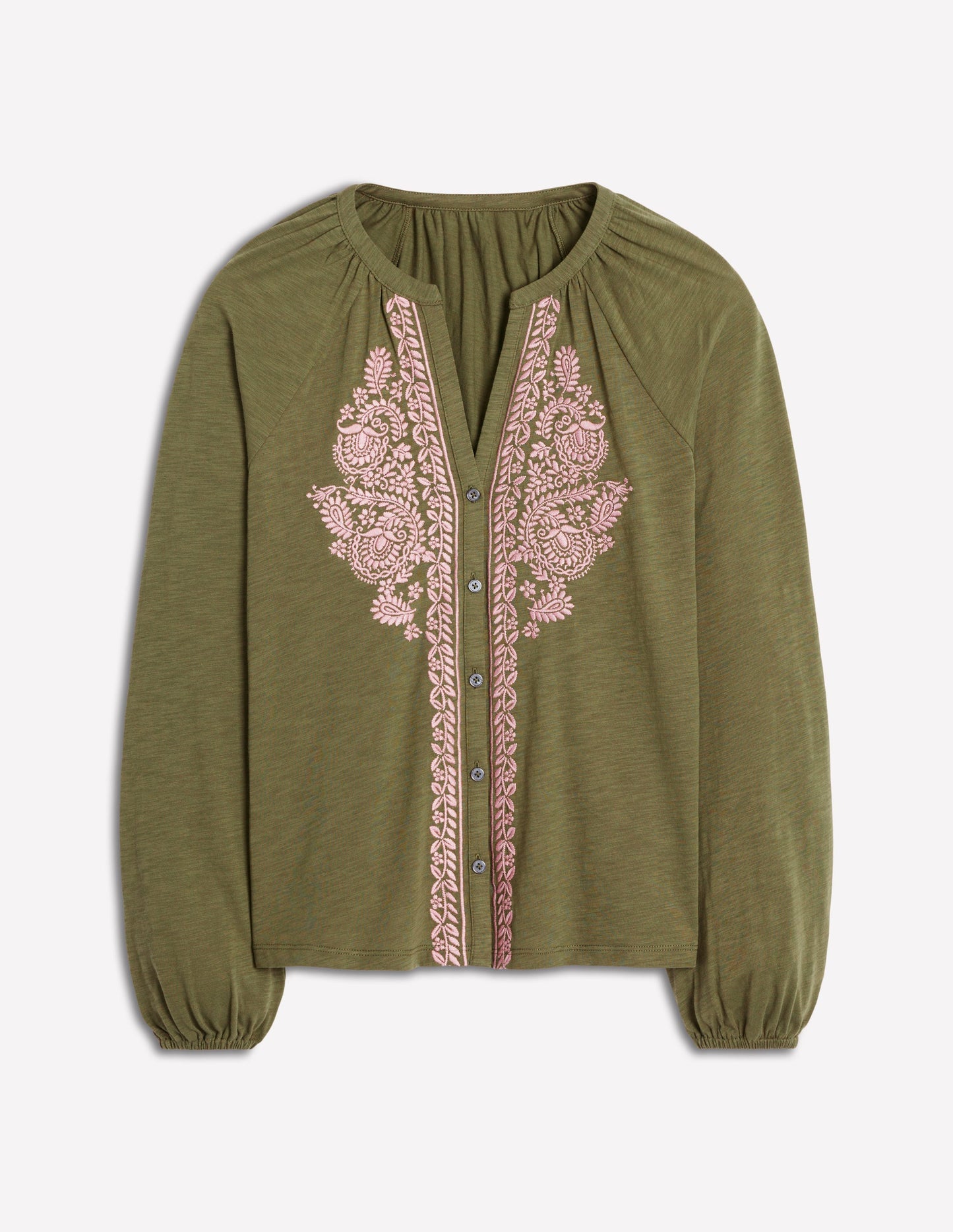 Alma Embroidered Shirt-Woodland Green