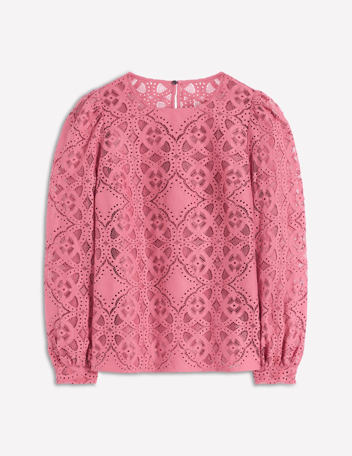 Lace Crew Neck Top-Heather Rose