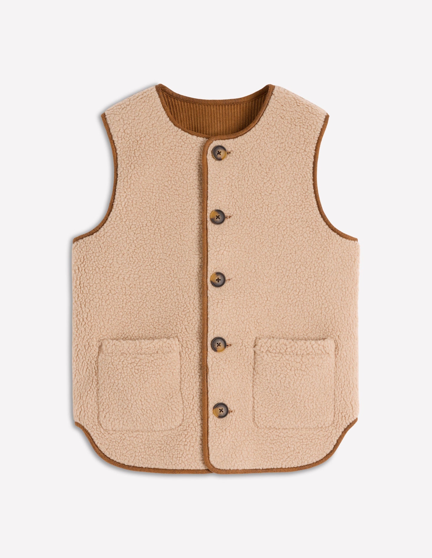 Clerkenwell Reversible Gilet-Hazelnut Brown, Natural