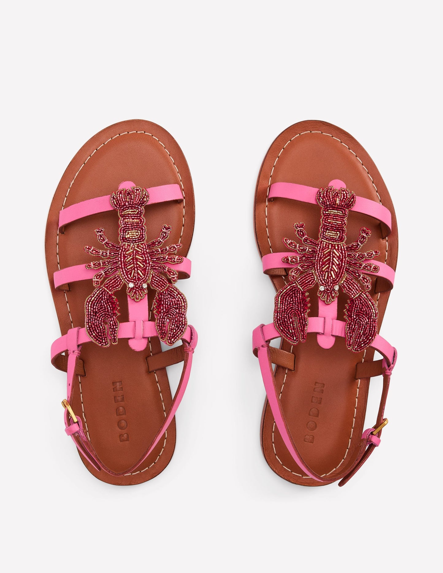 Novelty Beaded Flat Sandals-Lobster