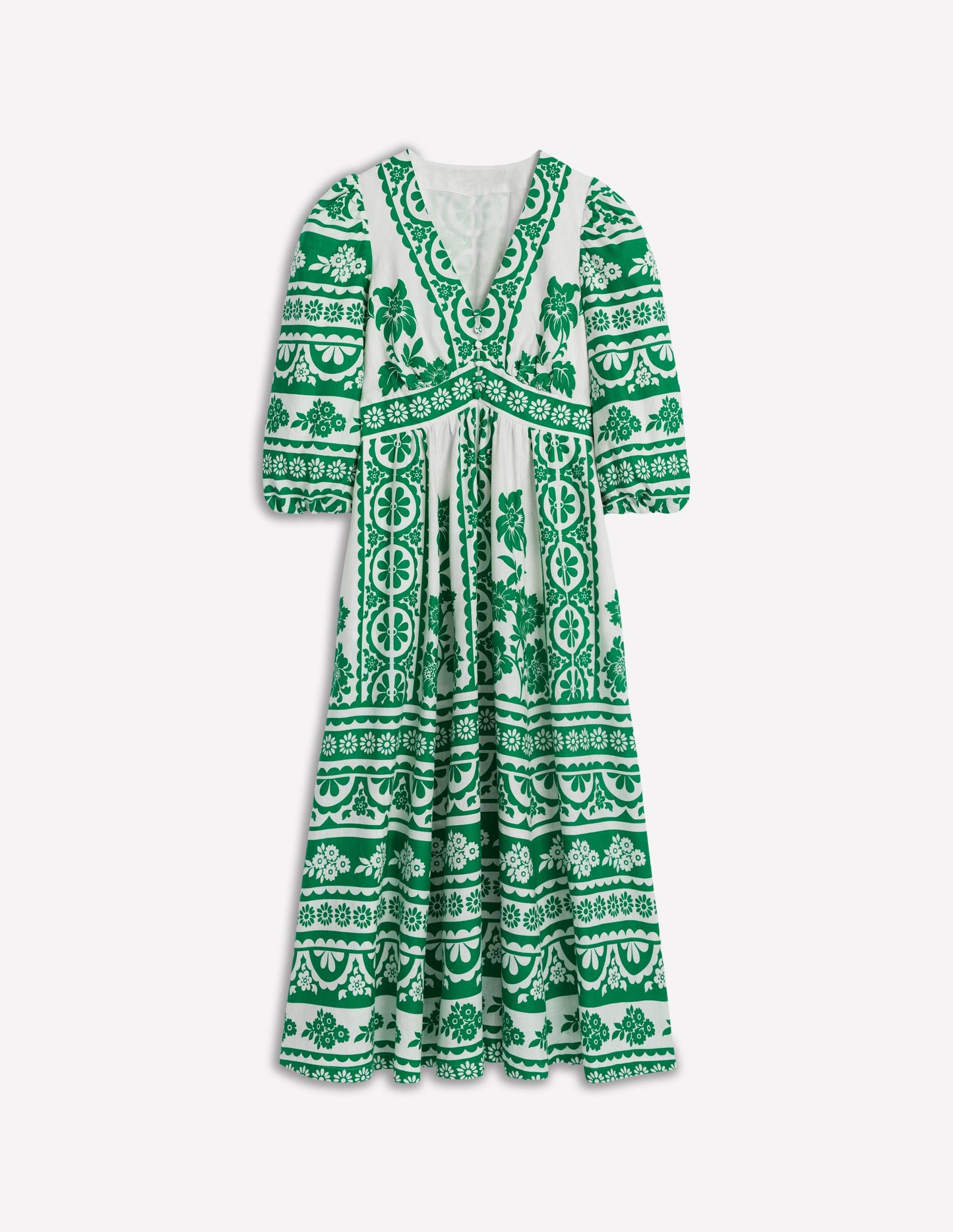 Lola Blouson Maxi Dress-Rich Emerald, Ornate Tropics