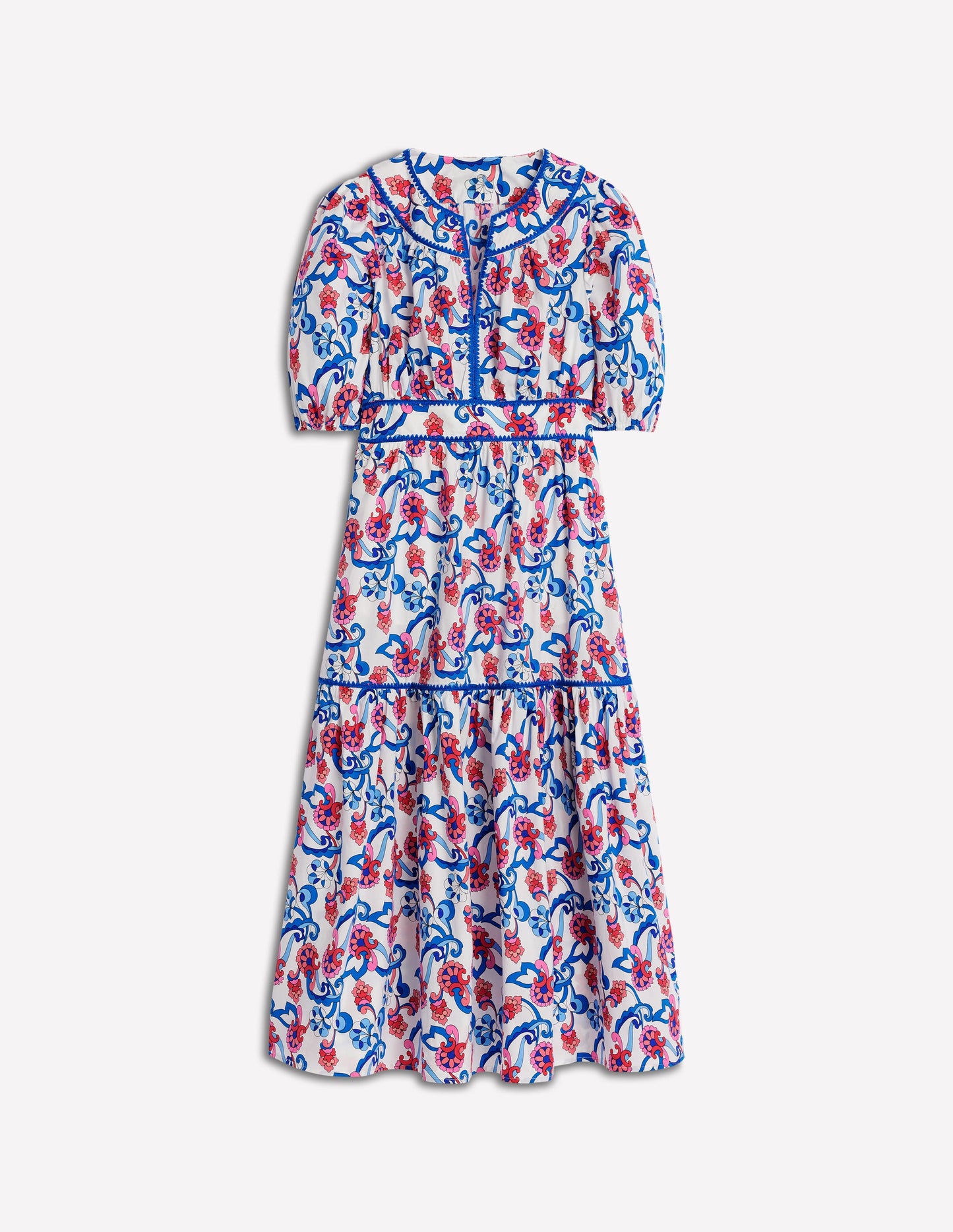 Rhea Embroidered Midi Dress-Ivory, Foliage Trail