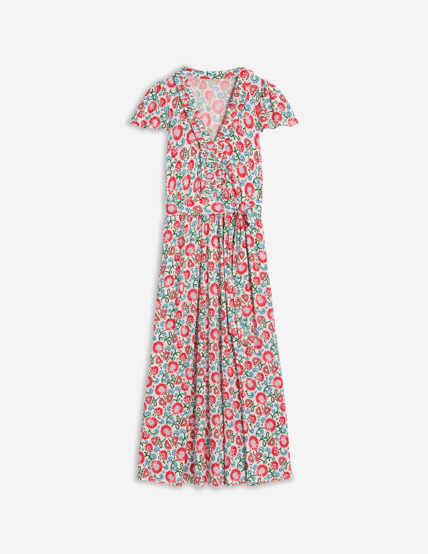 Nicola Jersey Tea Dress-Ivory, Garden Vine