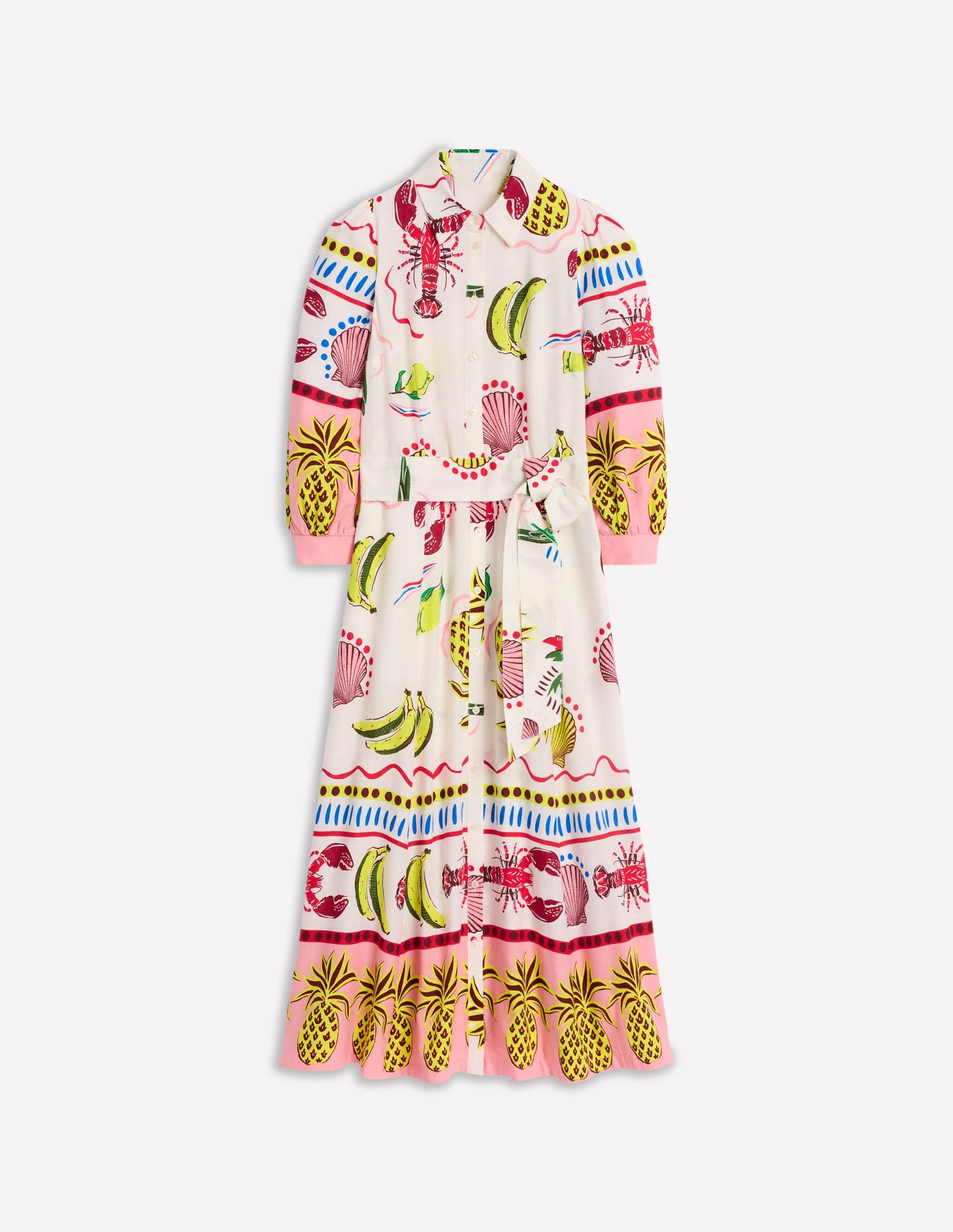 Clara Linen Blend Shirt Dress-Multi, Tropical Bonanza