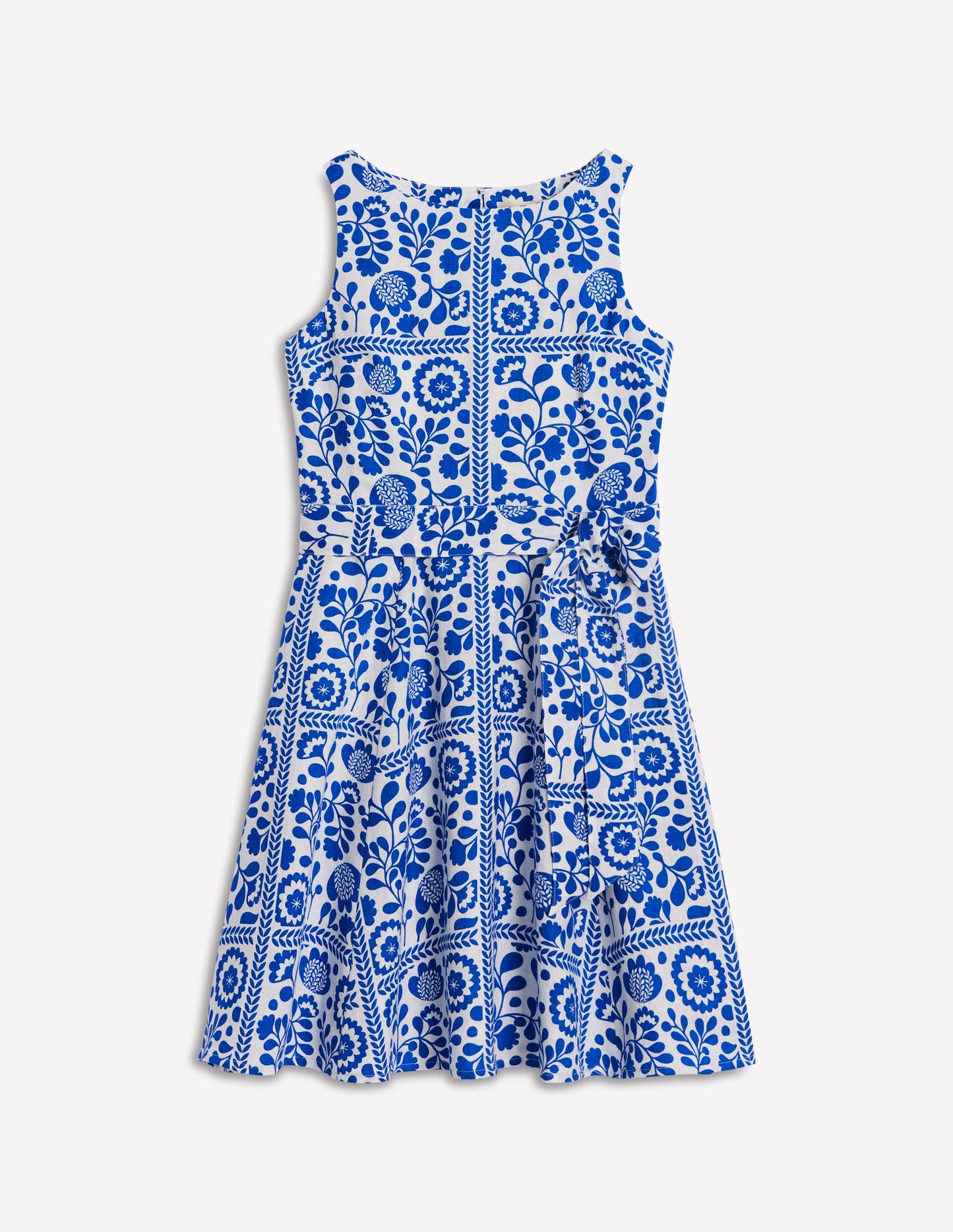 Anya Sleeveless Linen Dress-Gallery Blue, Walled Garden
