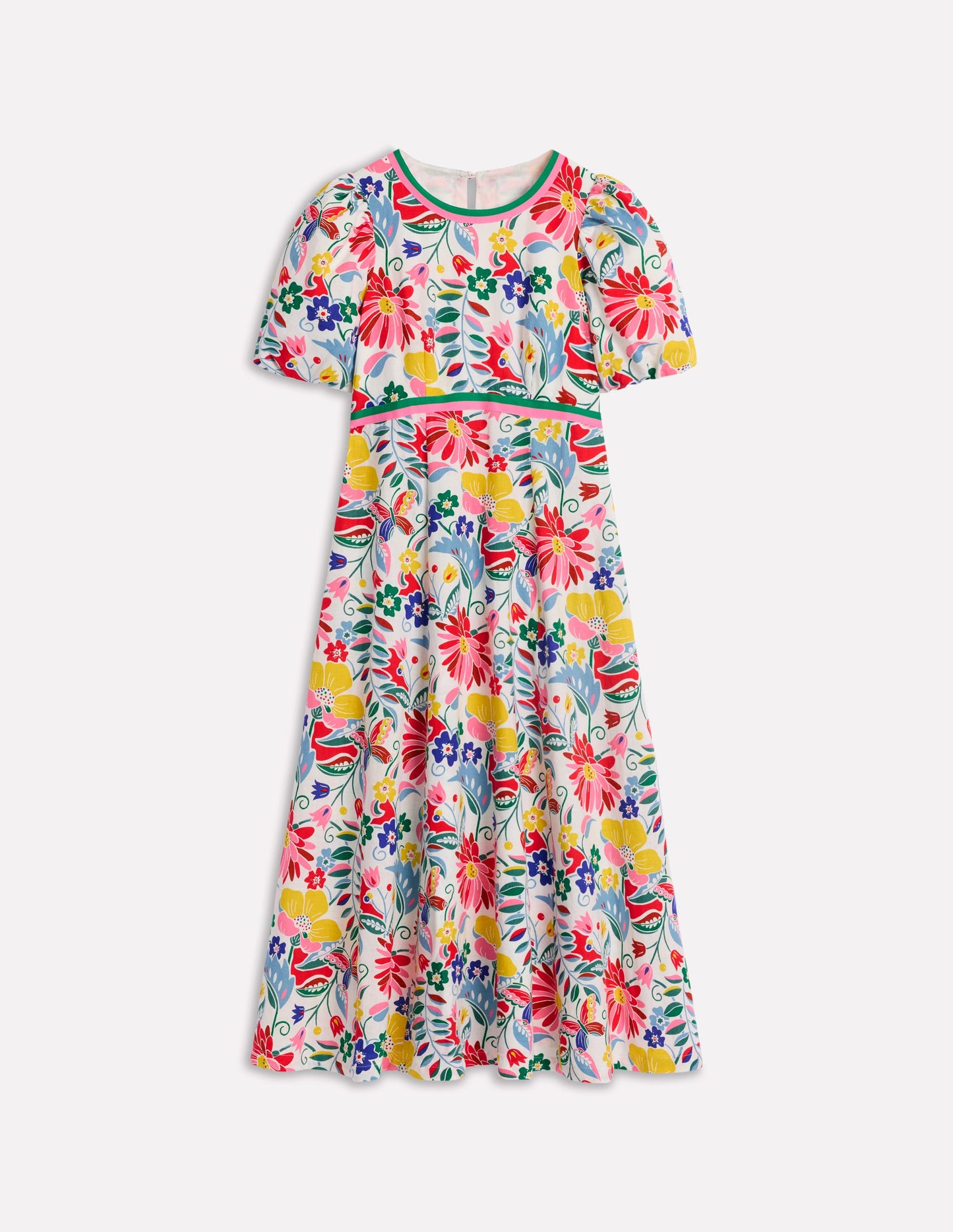Empire Linen Tea Dress-Multi, Wildflower Trail