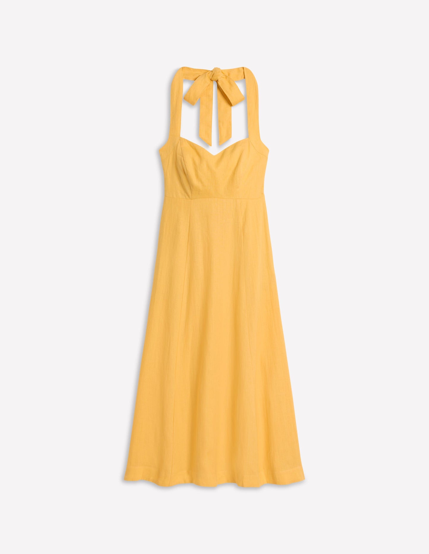 Halter Linen Dress-Buttermilk Yellow