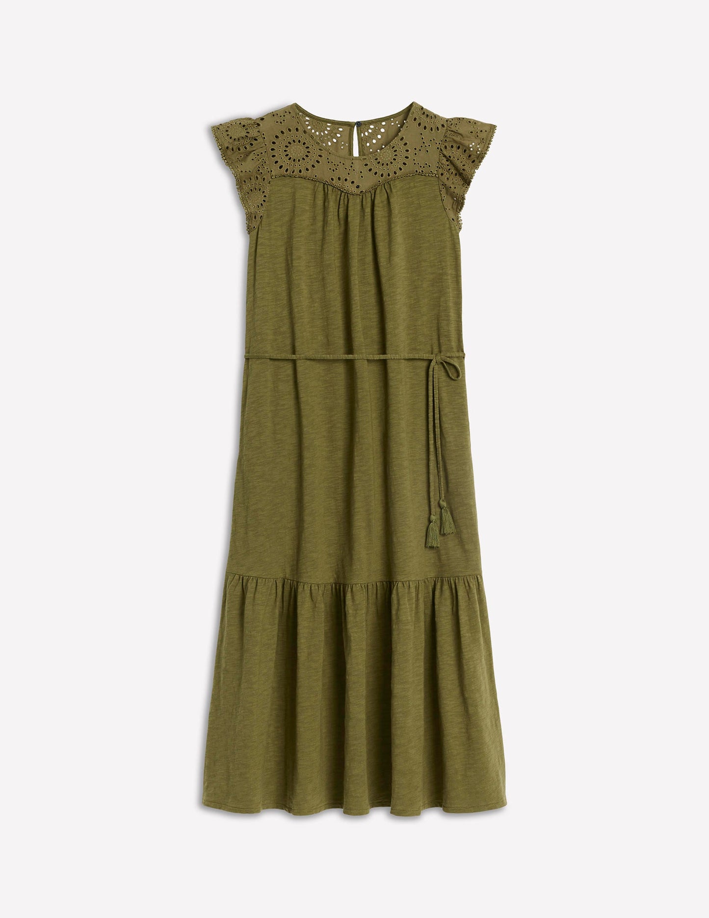 Juliet Broderie Midi Dress-Woodland Green