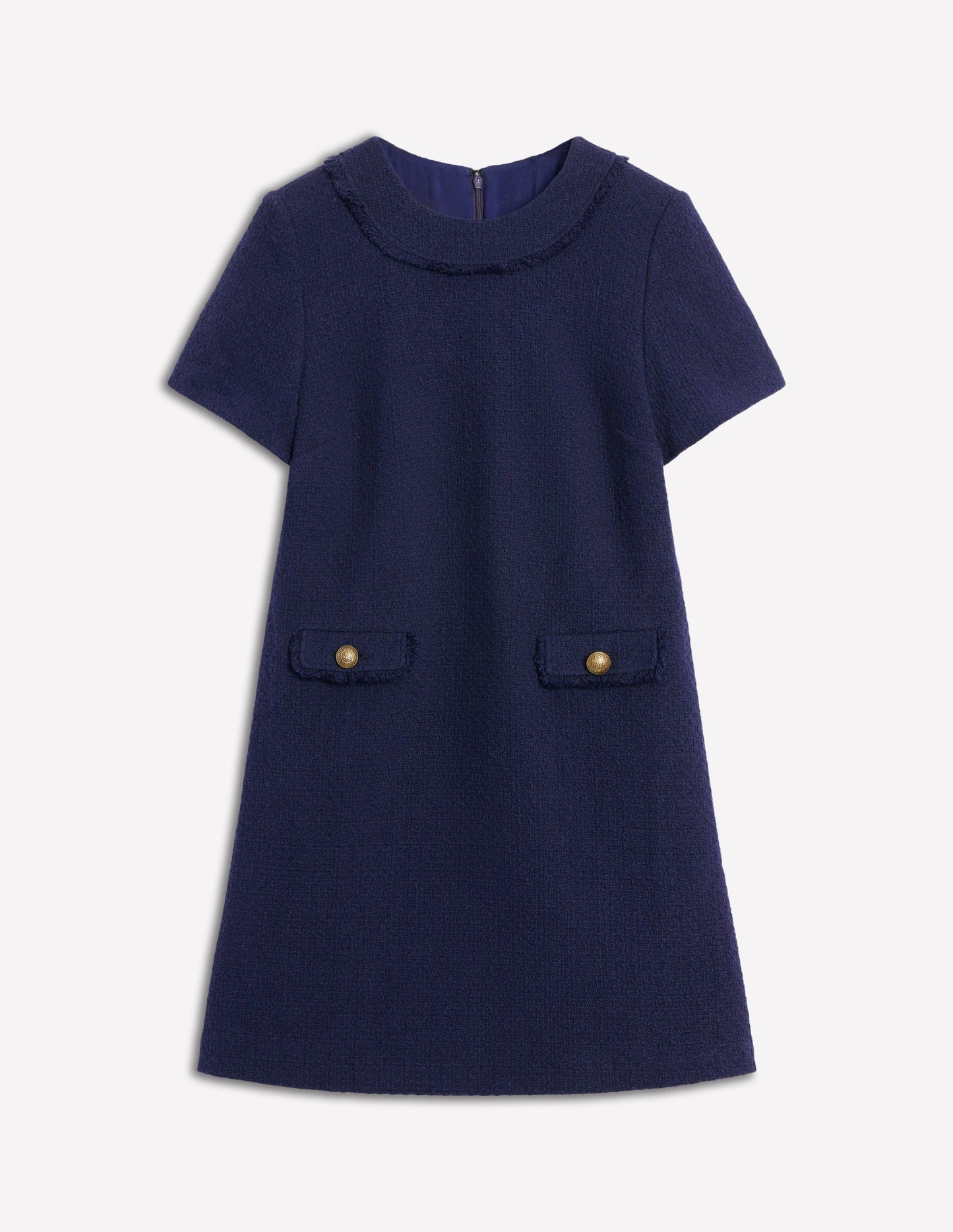 Evita Cotton Shift Dress-Navy