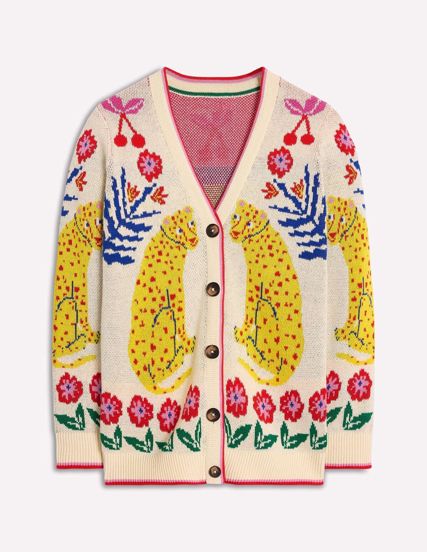 Jacquard Boyfriend Cardigan-Warm Ivory, Leopard