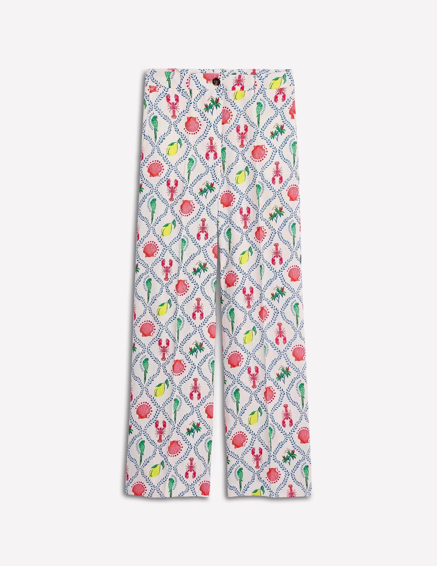 Westbourne Linen Pants-Ivory, Tropical Bonanza Vine