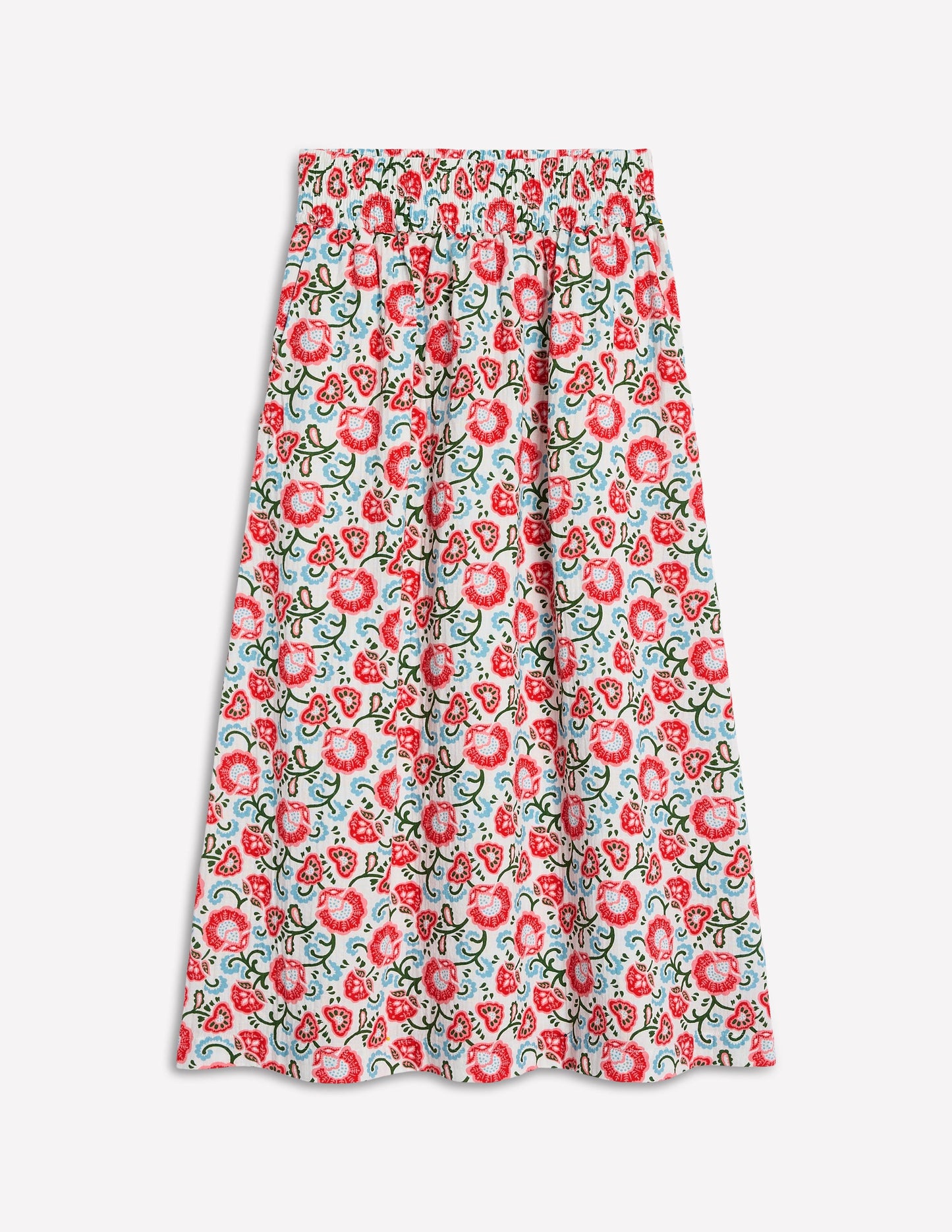 Double Cloth Smocked Skirt-Ivory, Garden Vine