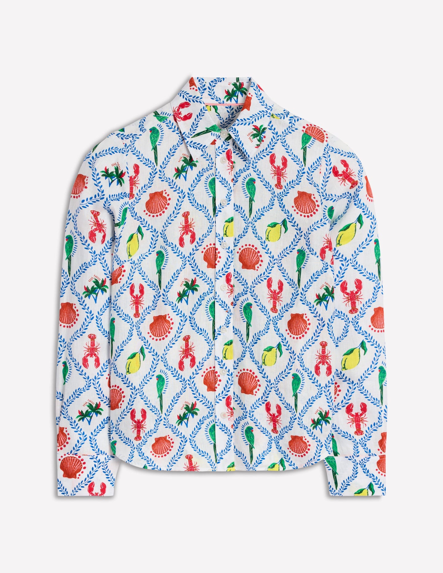 Sienna Linen Shirt-Ivory Tropical Bonanza