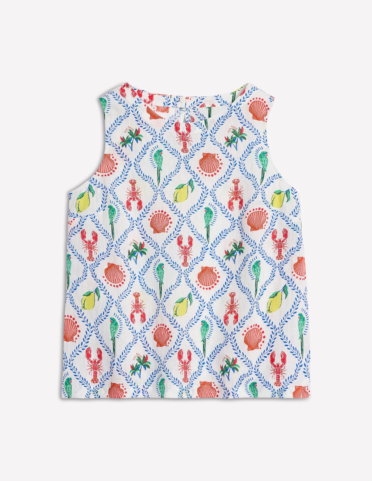 Linen Shell Top-Ivory, Tropical Bonanza