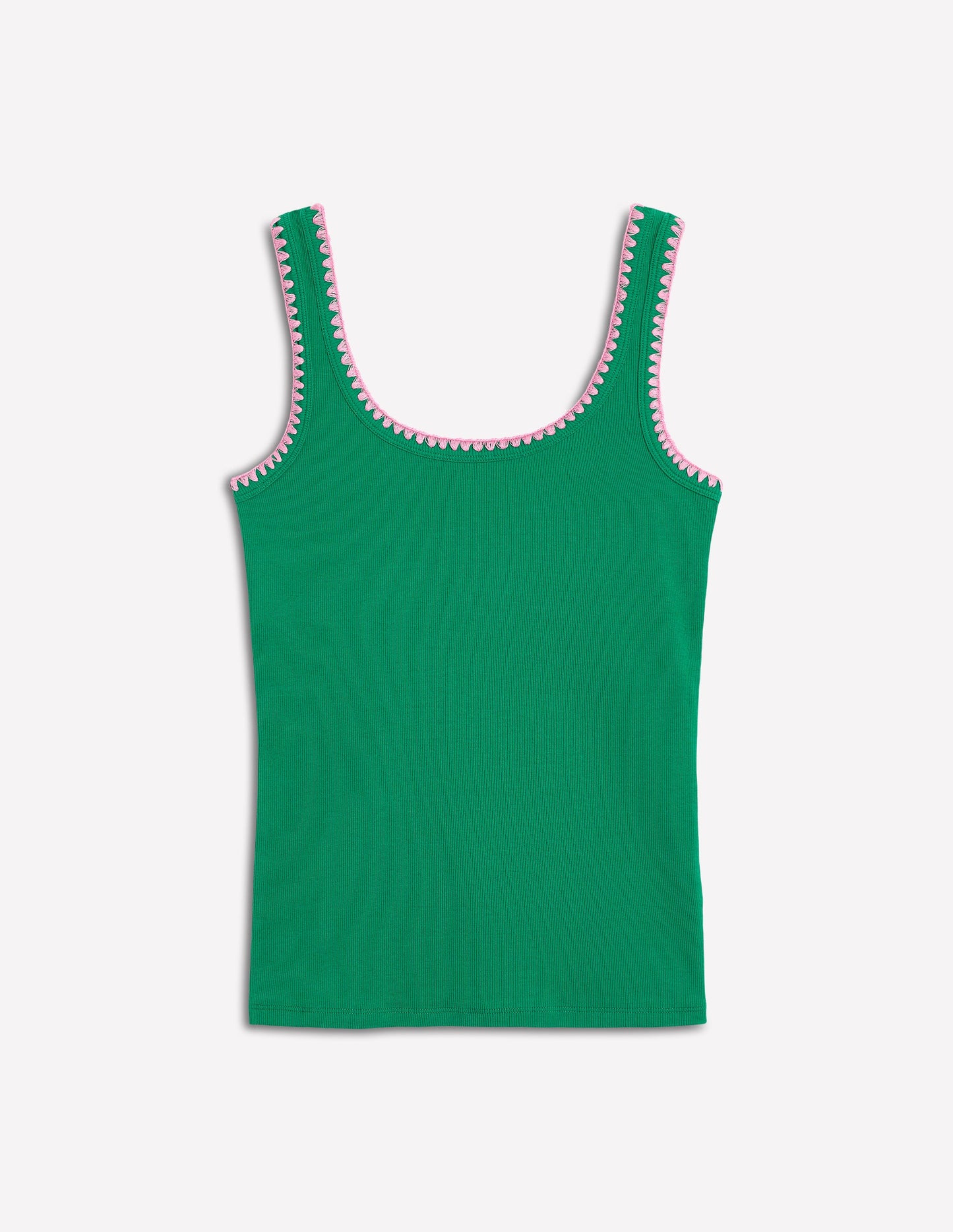 Crochet Trim Tank Top-Rich Emerald