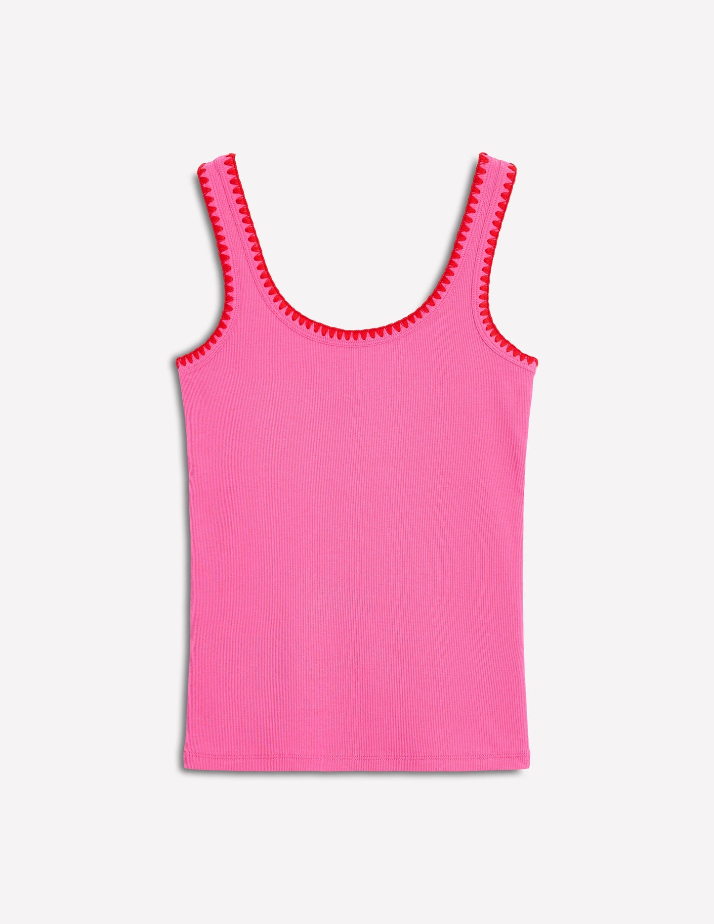 Crochet Trim Tank Top-Pink