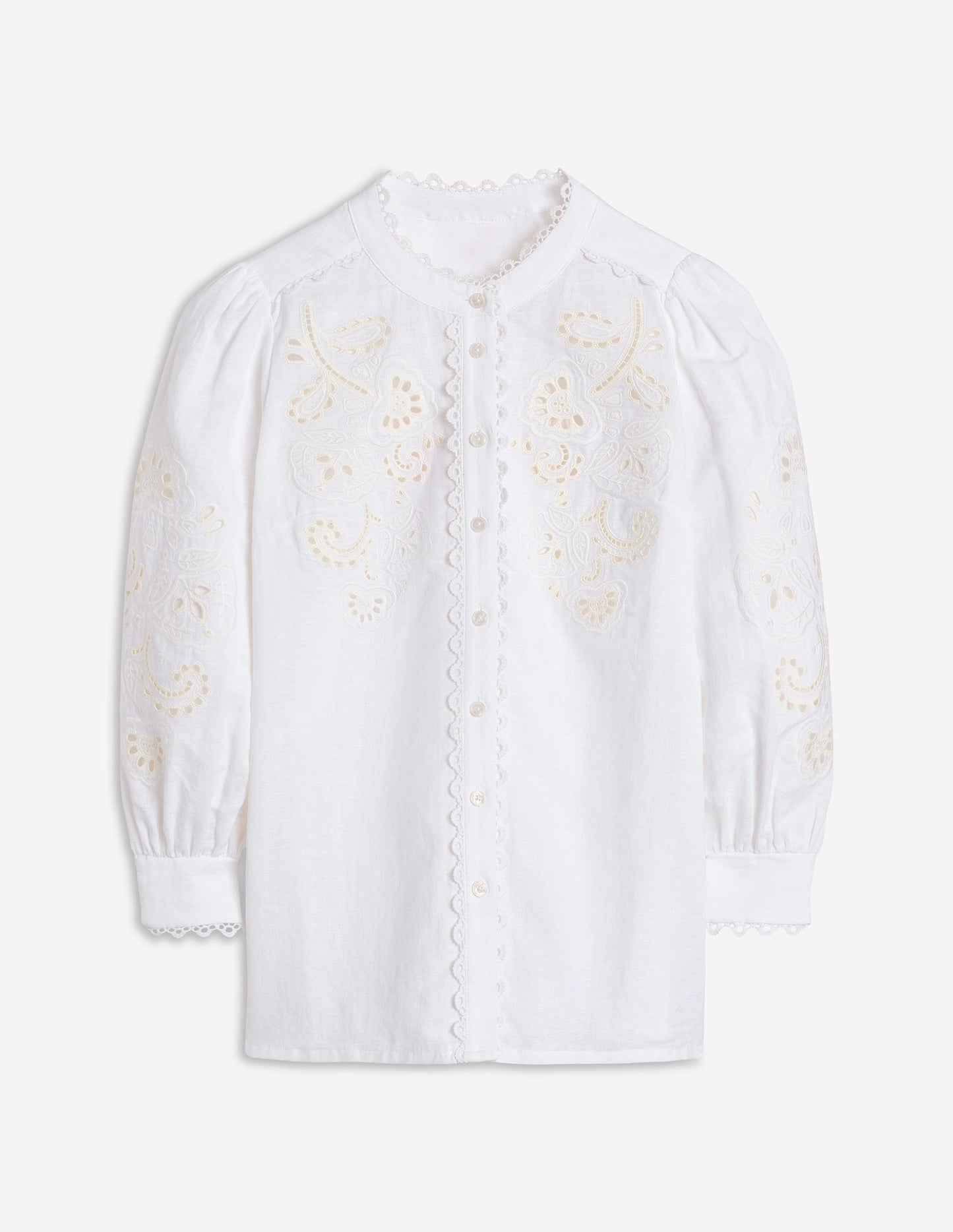 Alicia Cutwork Linen Top-White, Cutwork Embroidery