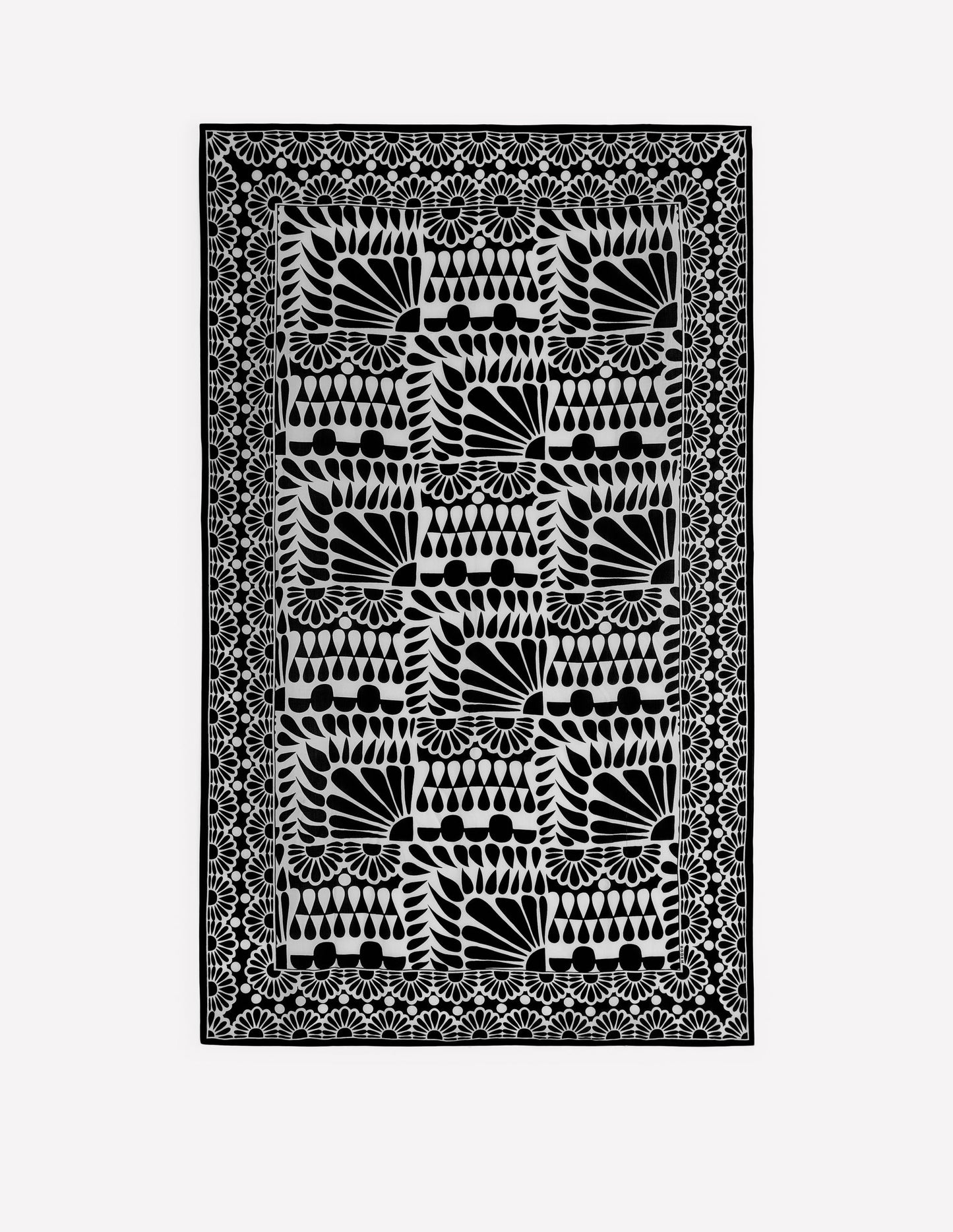 Printed Sarong Scarf-Black, Geo Stamp