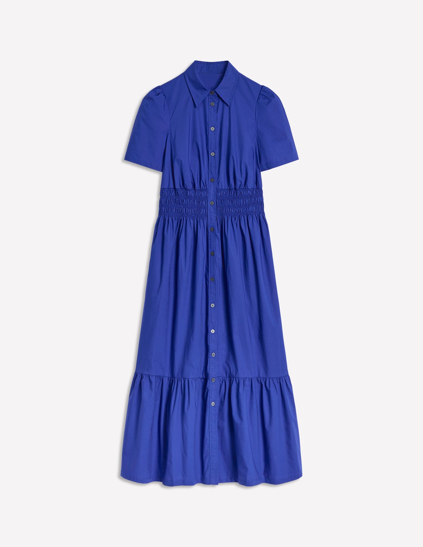 Jane Smocked Shirt Dress-Bright Blue