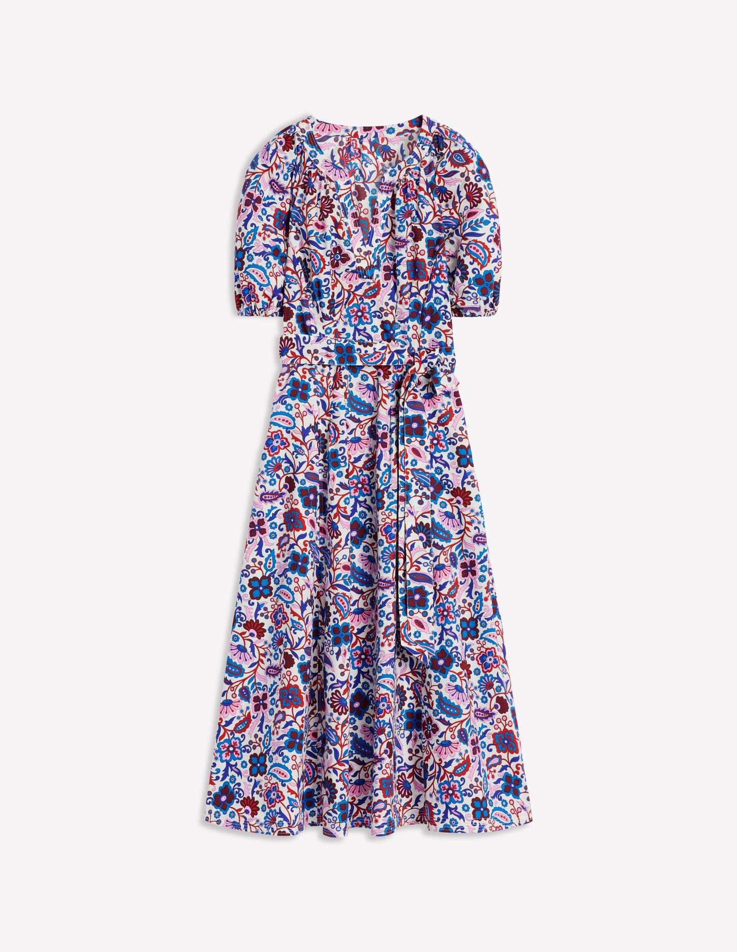 Bria Puff Sleeve Midi Dress-Multi, Oriental Paradise