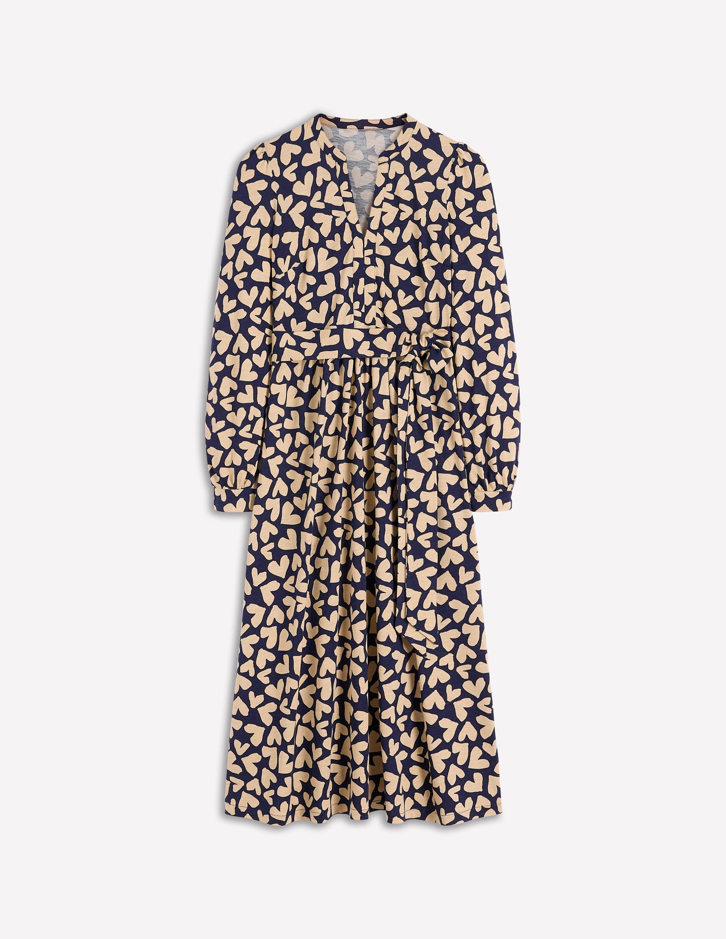 Naomi Long Sleeve Jersey Dress-French Navy, Heart Scatter