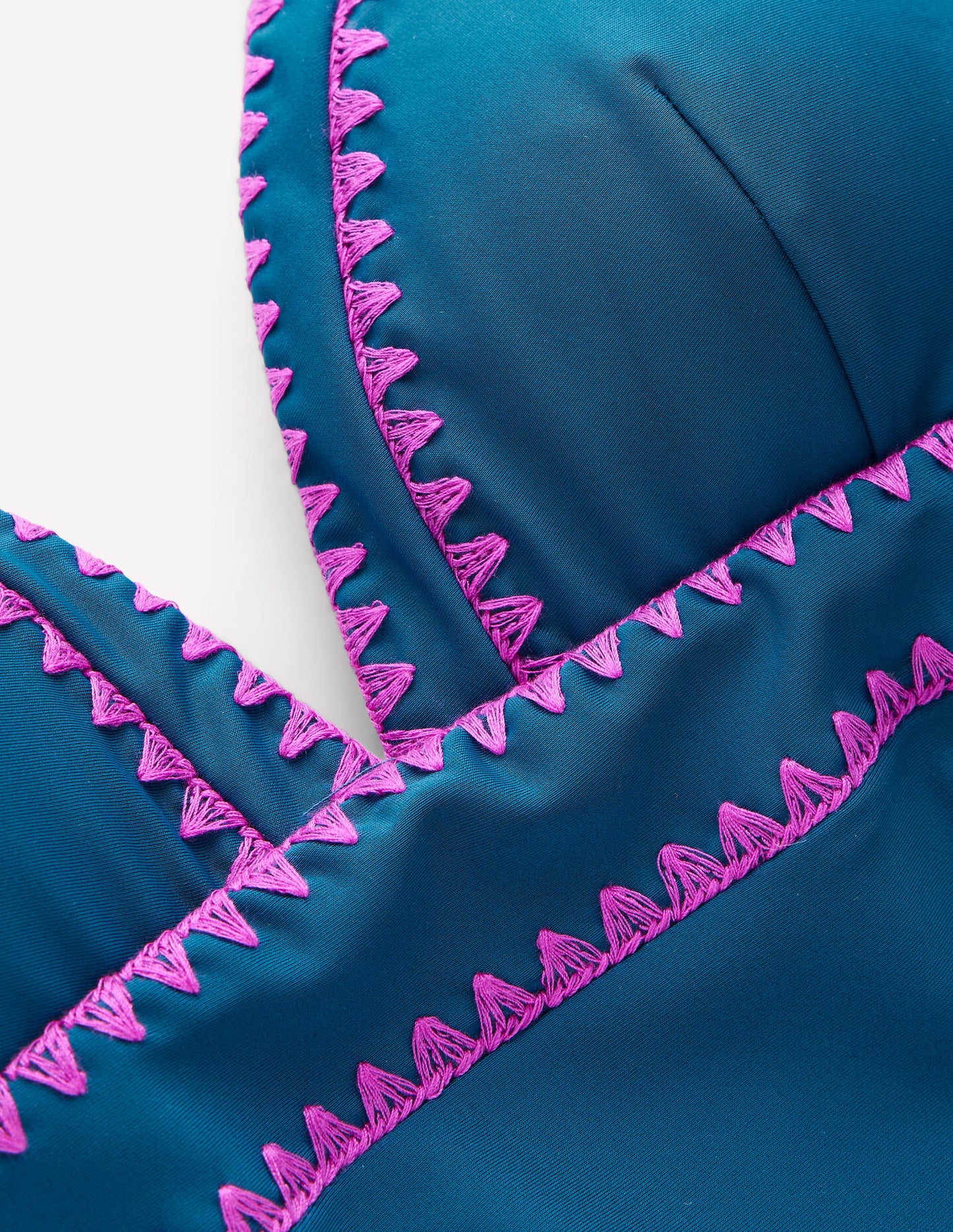 Kasos String V Neck Swimsuit-Oceanside, Very Fuchsia