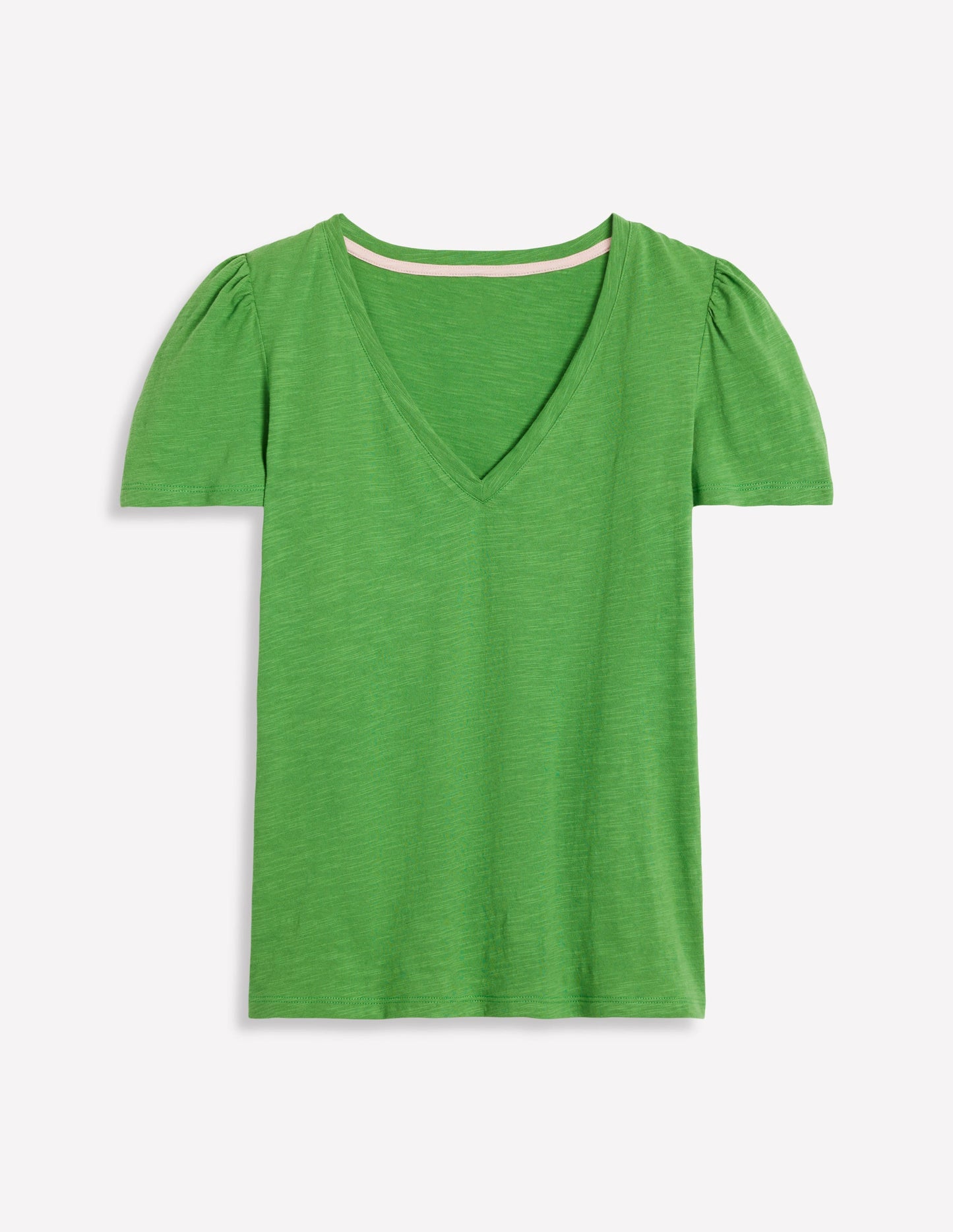 V Neck Slub T-shirt-Paradise Green