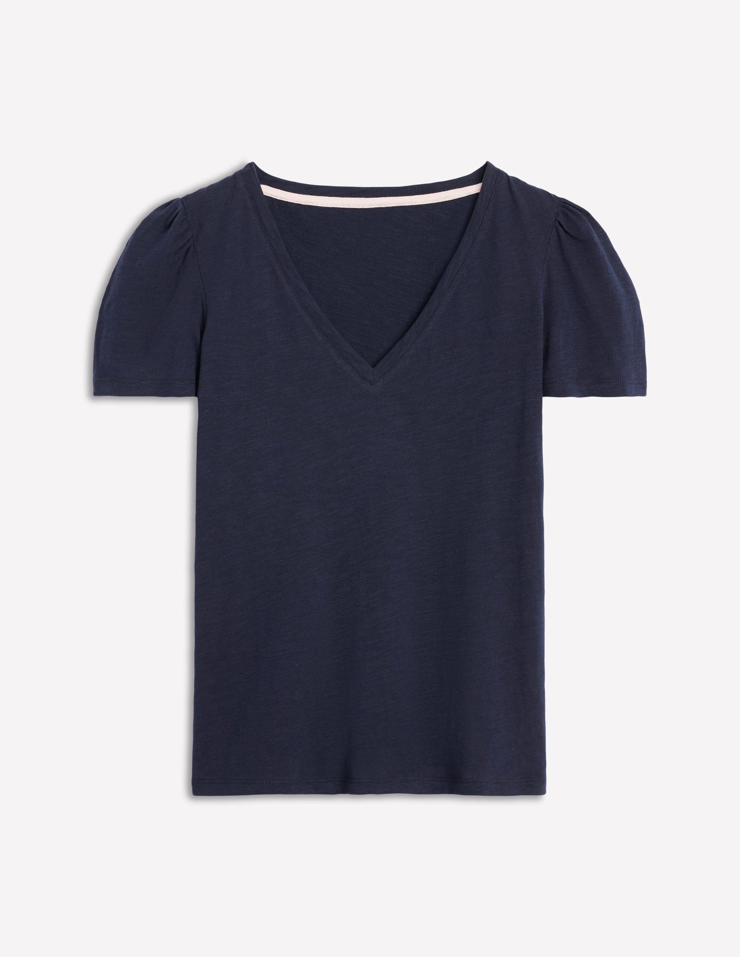 V Neck Slub T-shirt-Navy