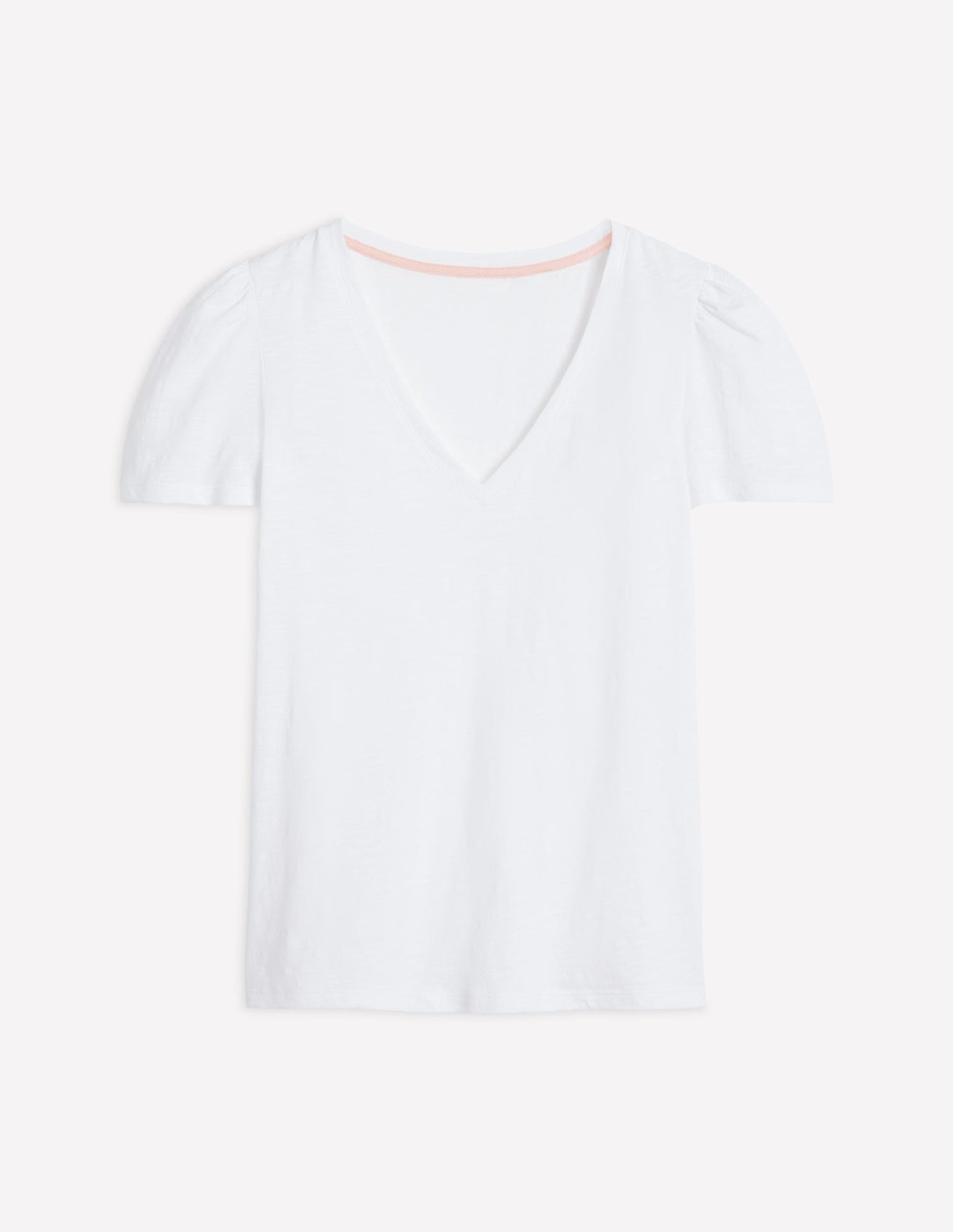 V Neck Slub T-shirt-White