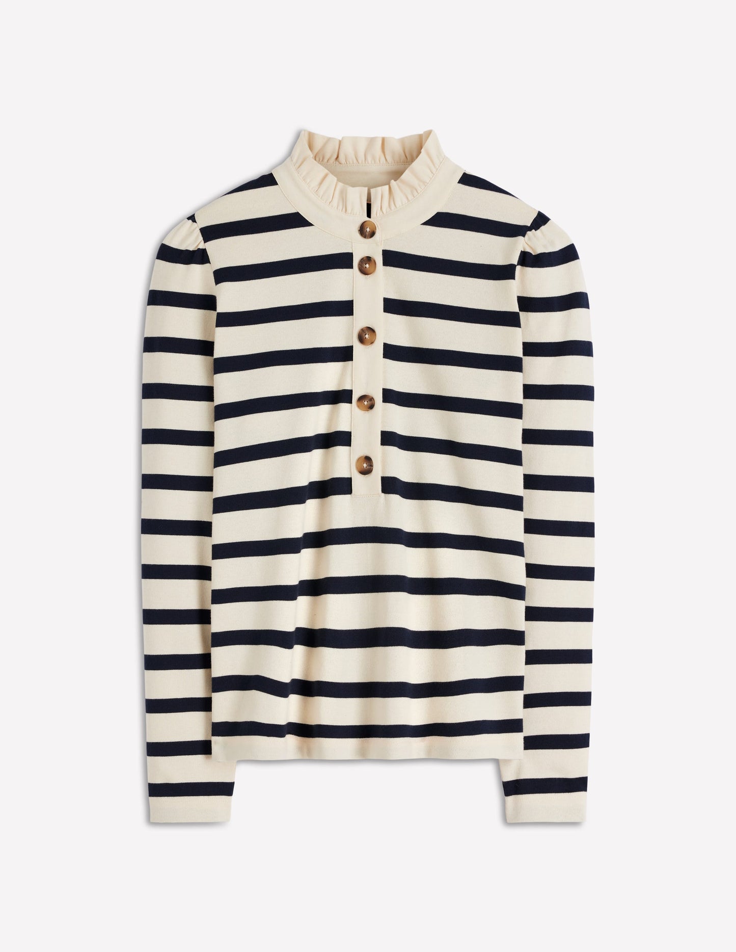Ruffle Collar Mariner-Ivory and Navy Stripe