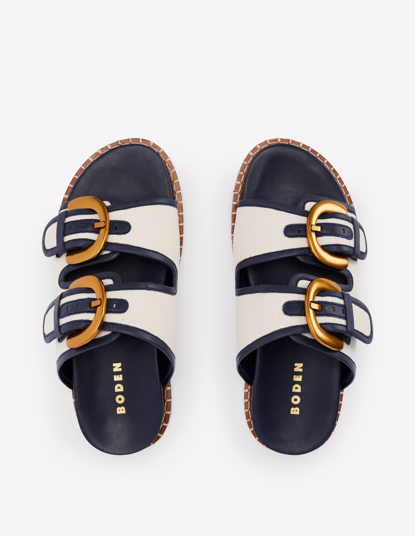 Alberta Footbed Sandals-Ivory/Navy