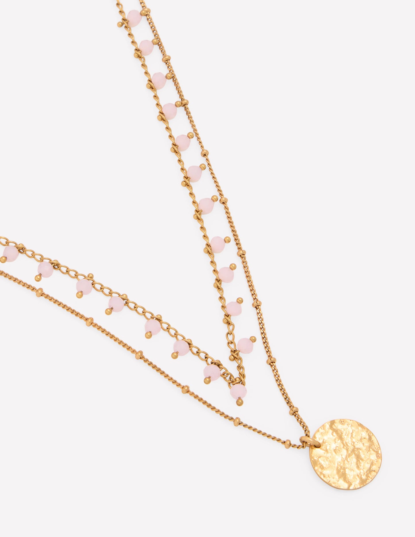 Long Line Layer Necklace-Pink