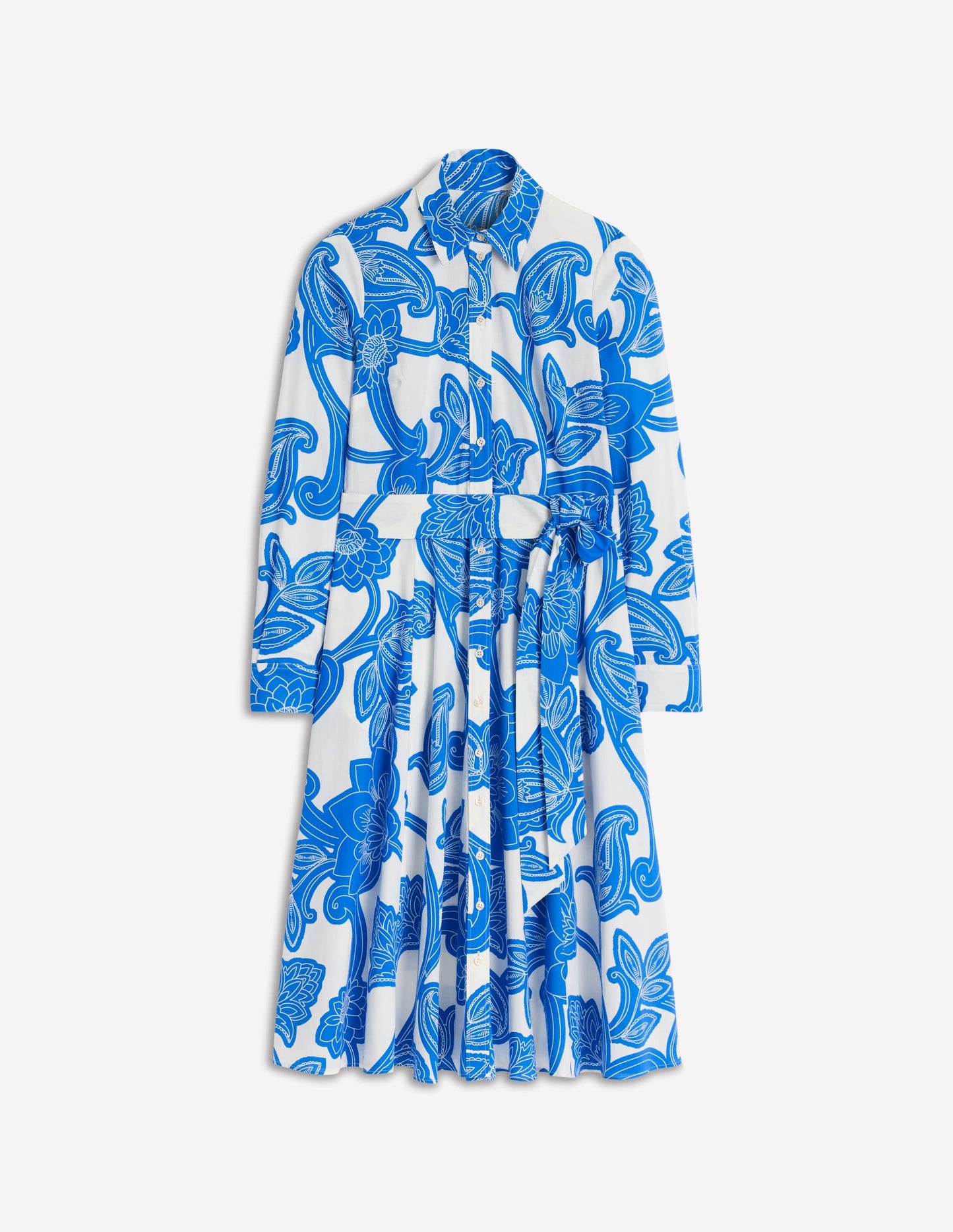 Amy Cotton Midi Shirt Dress-Cerulean Blue, Paisley Whirl