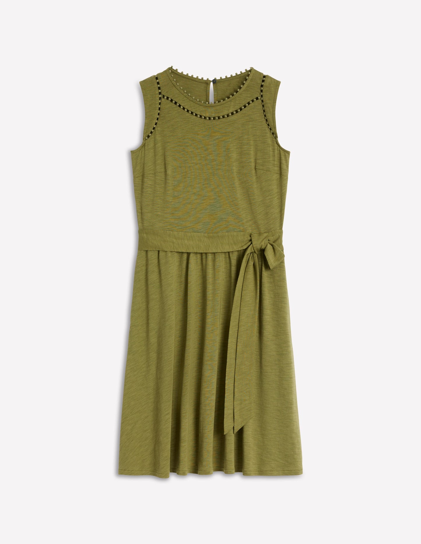 Mila Trim Short Jersey Dress-Deep Olive