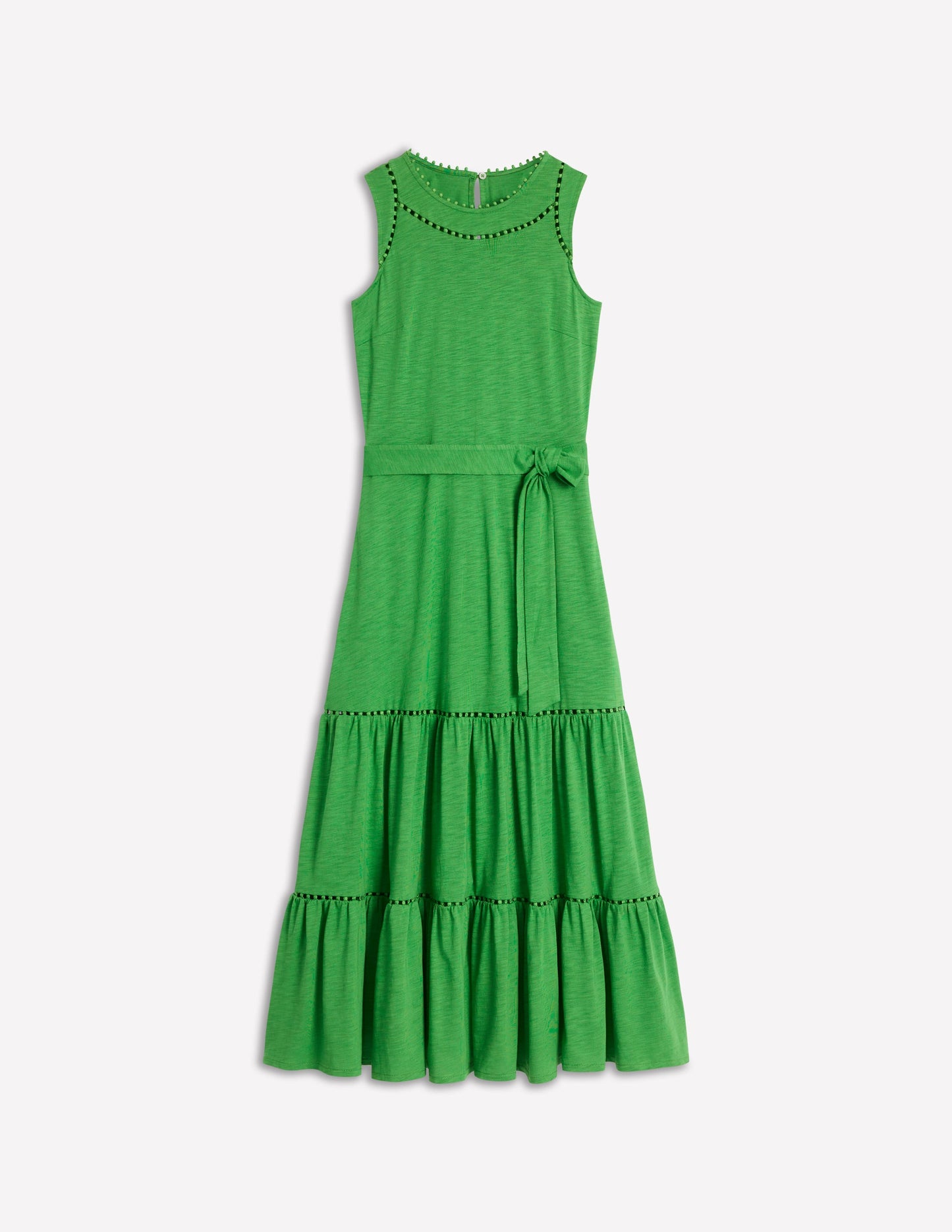 Mila Trim Tiered Jersey Dress-Paradise Green