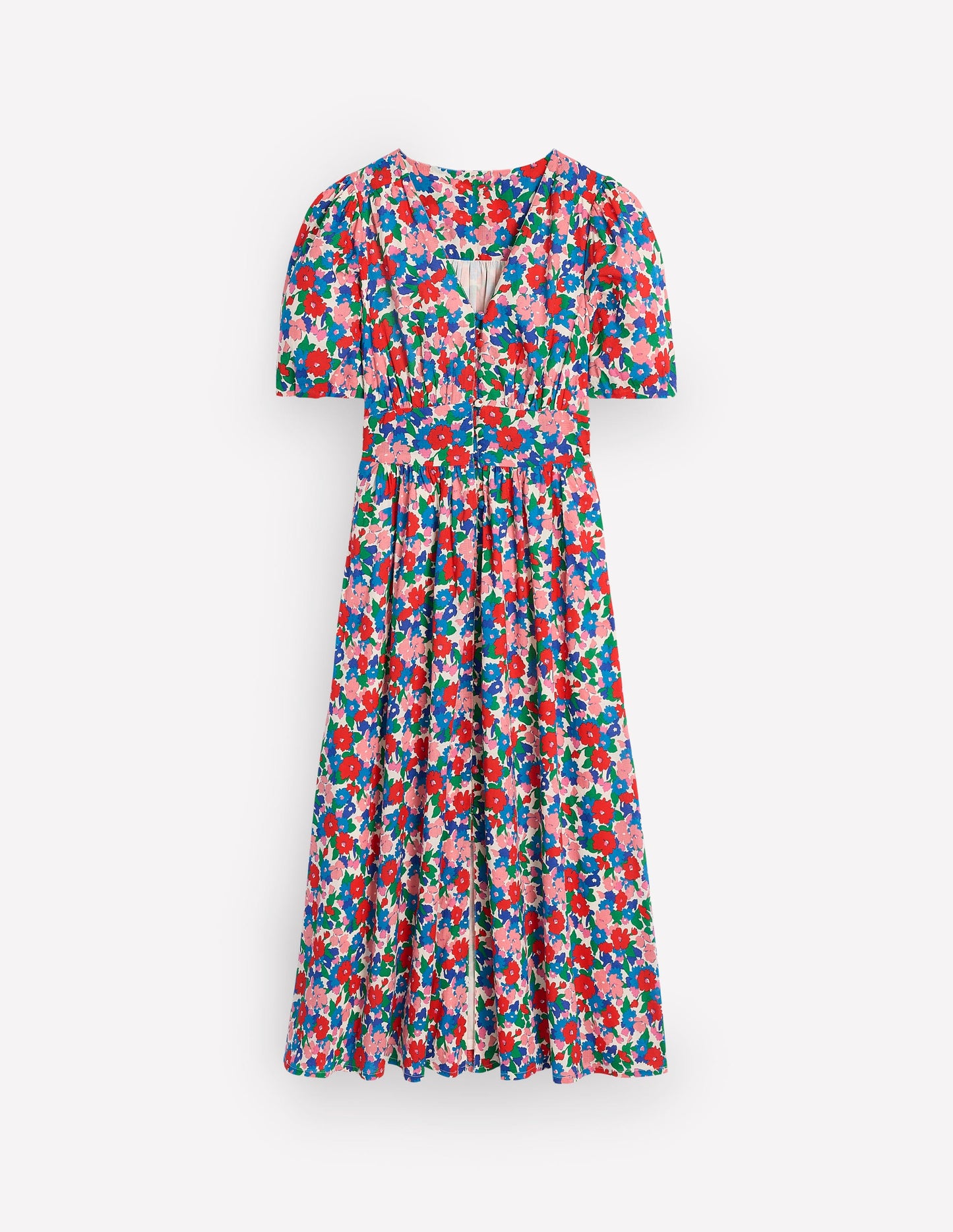 Lillian Cotton Midi Dress-Multi, Painterly Meadow